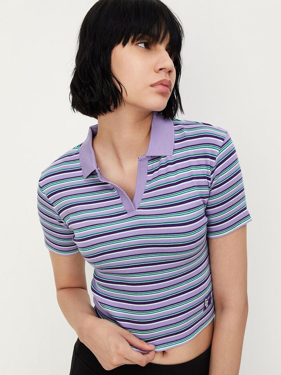 max striped polo collar t-shirt