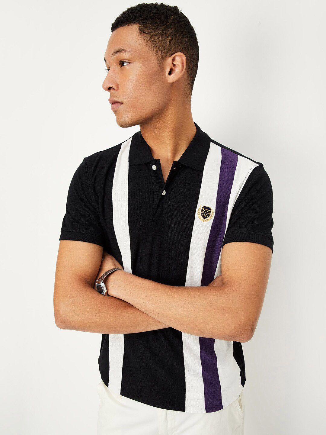 max striped polo collar t-shirt