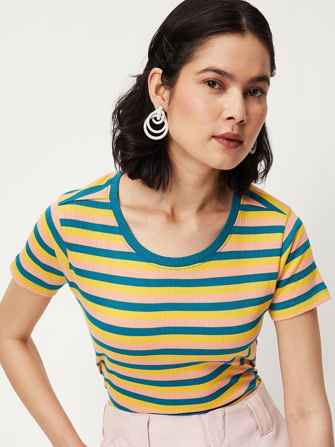 max striped round neck short sleeves t-shirt