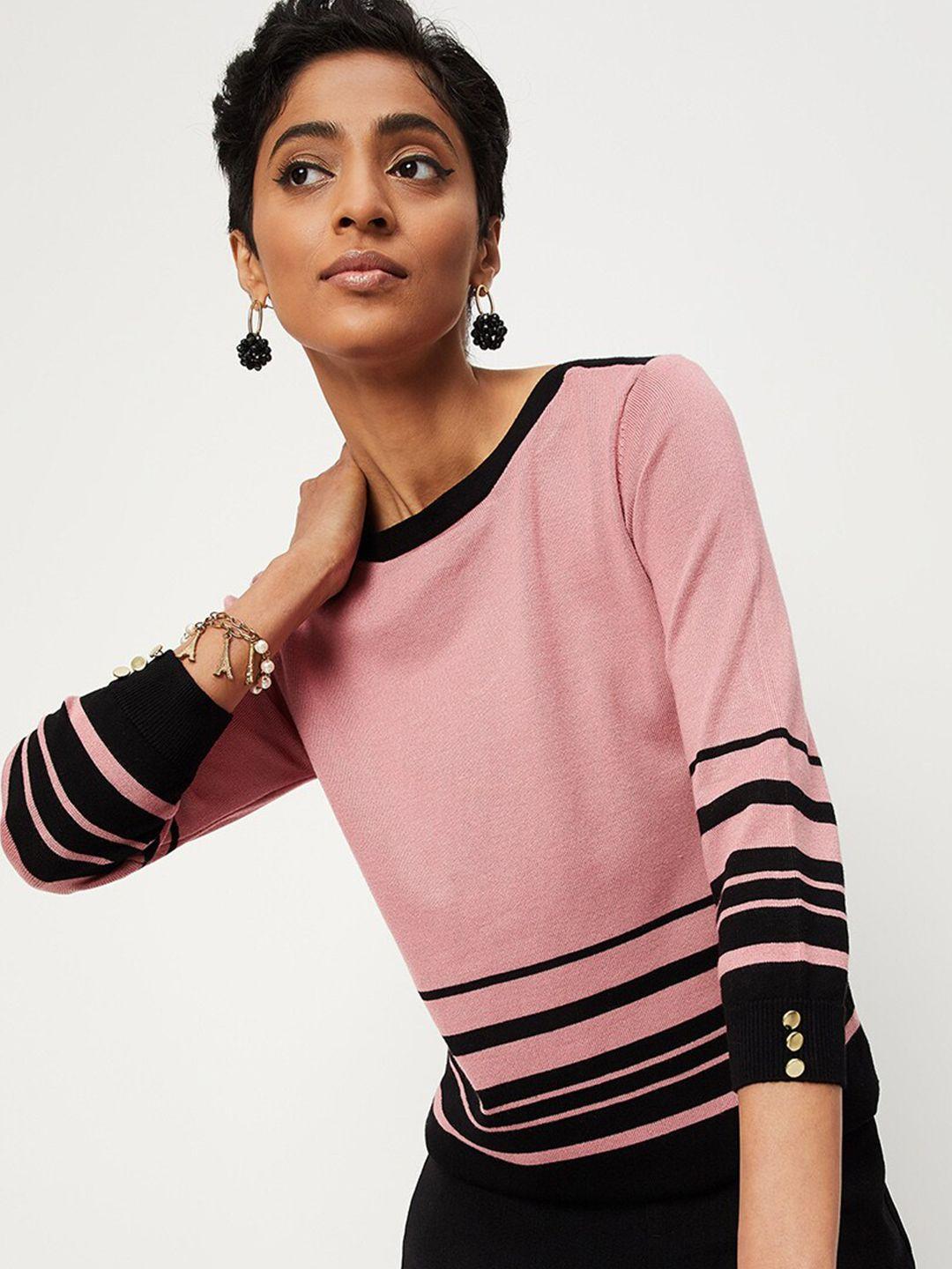 max striped round neck top