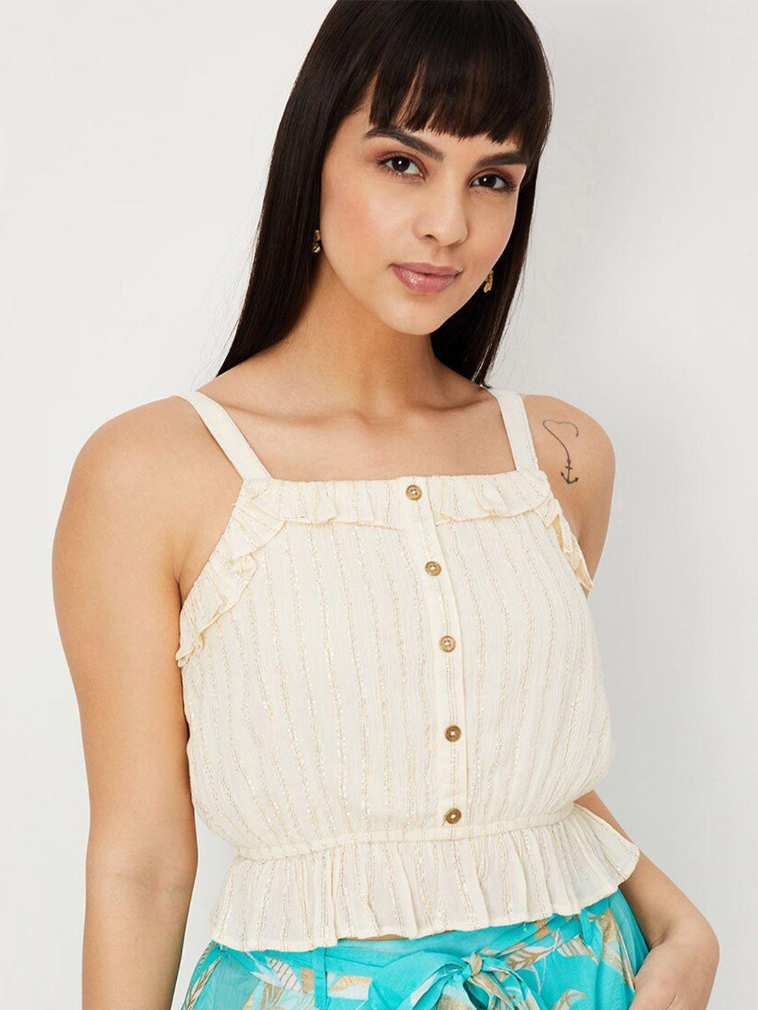 max striped ruffle crop top