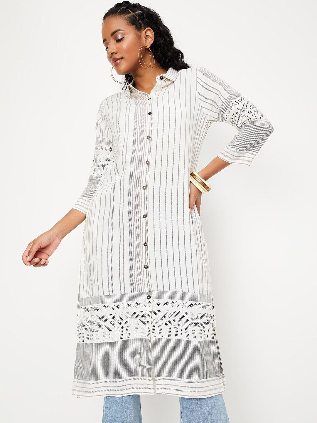 max striped shirt collar straight kurta