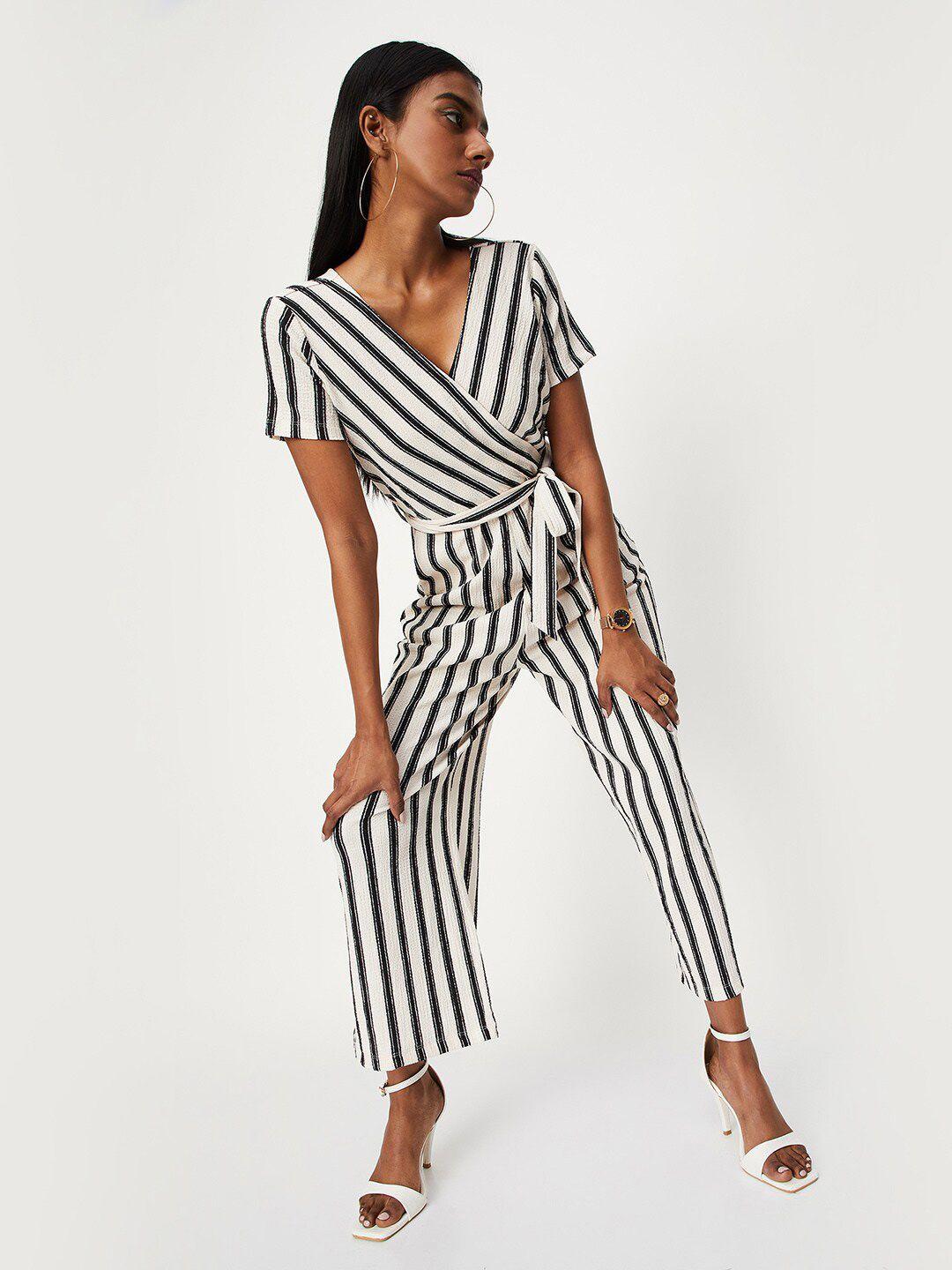 max striped wrap basic jumpsuit