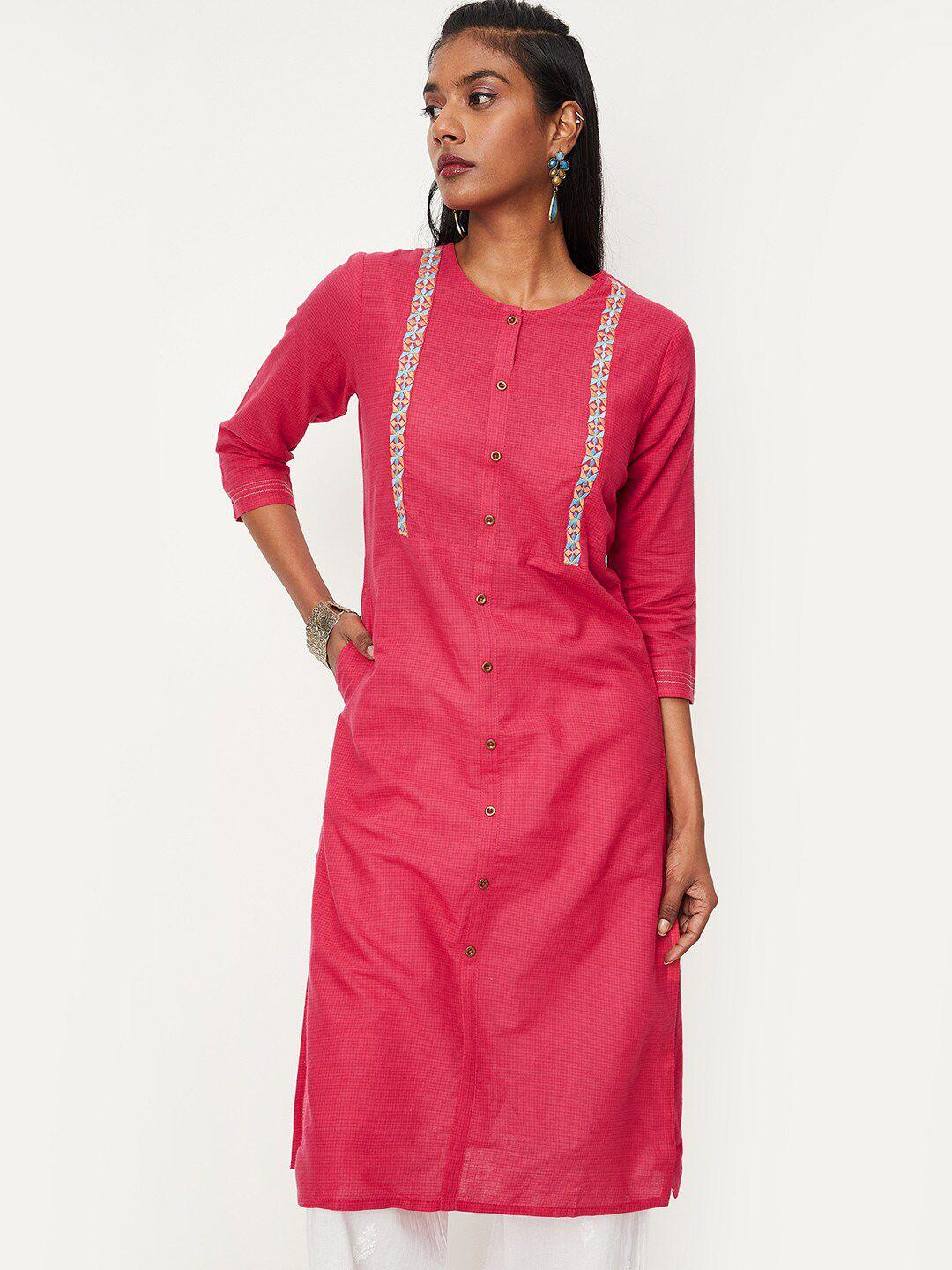 max thread work cotton kurta