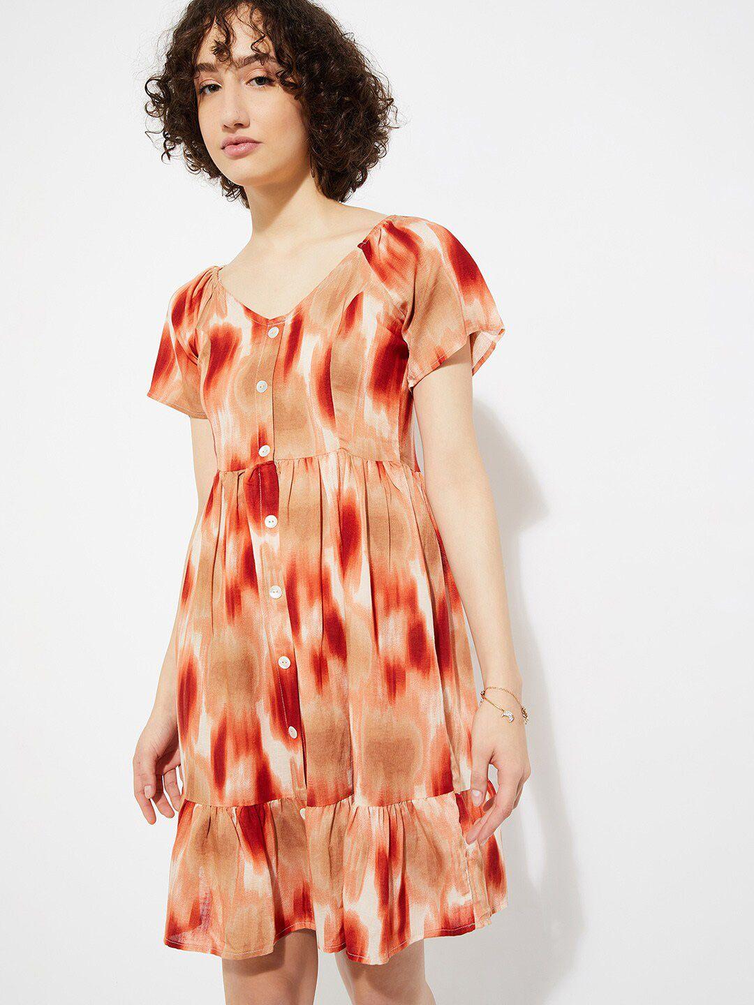 max tie and dye print a-line dress