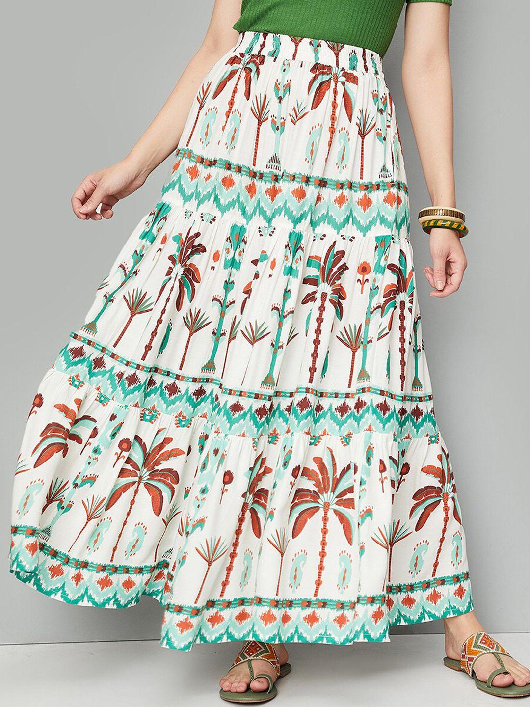 max tropical printed maxi flared skirt