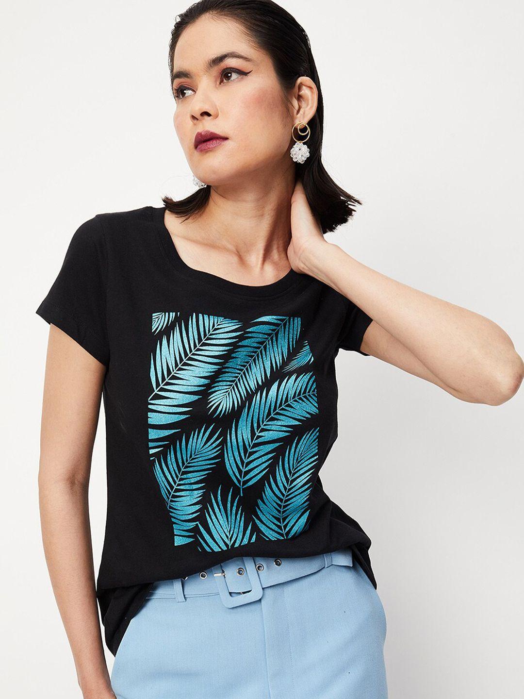 max tropical printed round neck cotton t-shirt