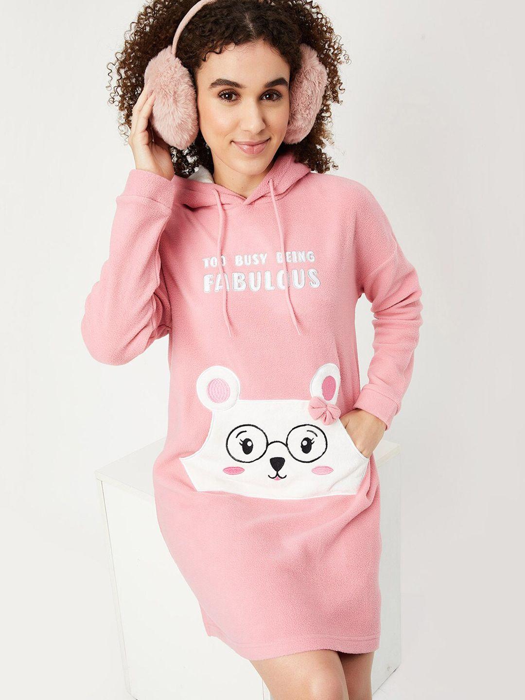 max typography printed hooded t-shirt nightdress