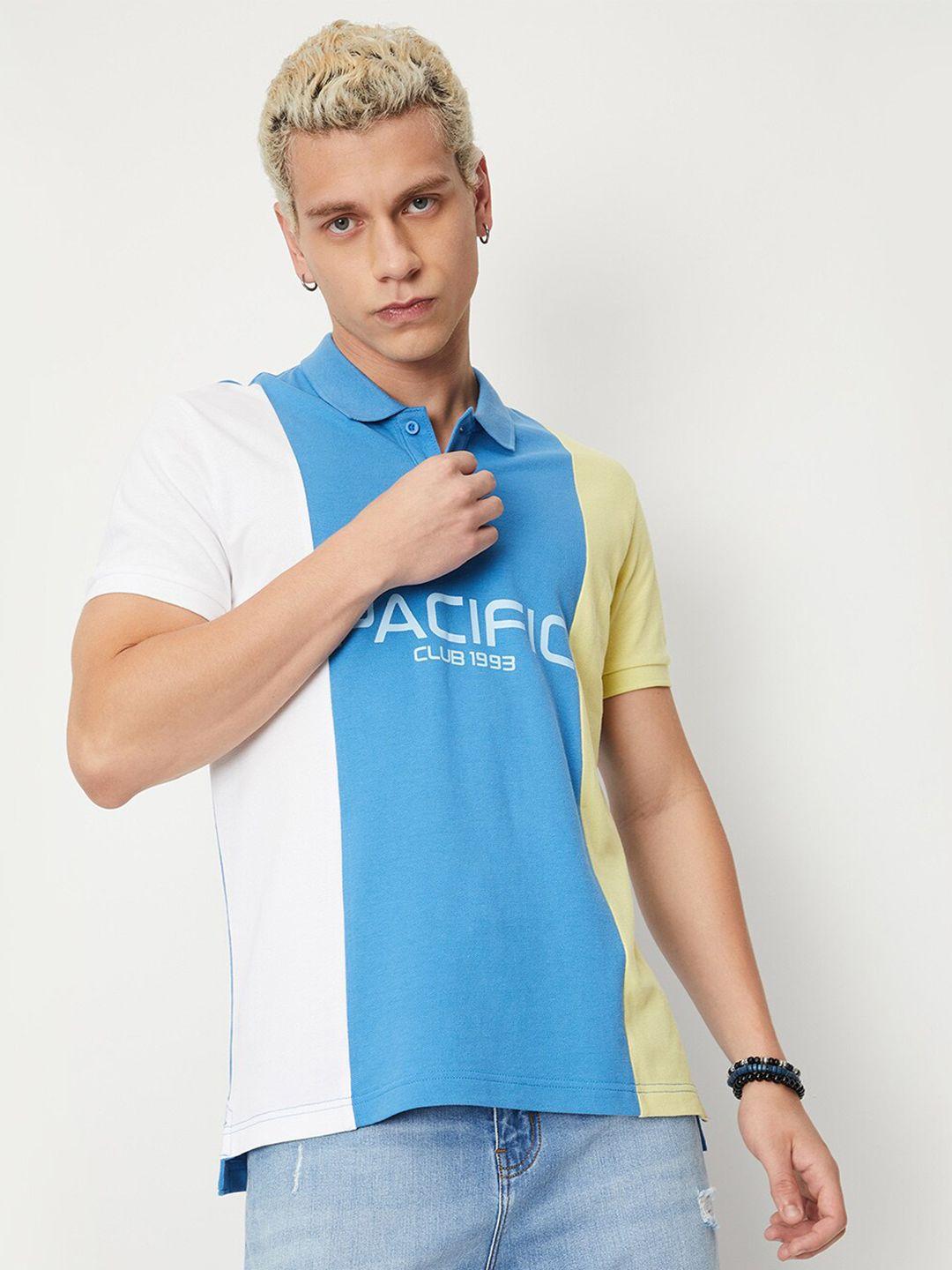 max typography printed pure cotton polo collar t-shirt