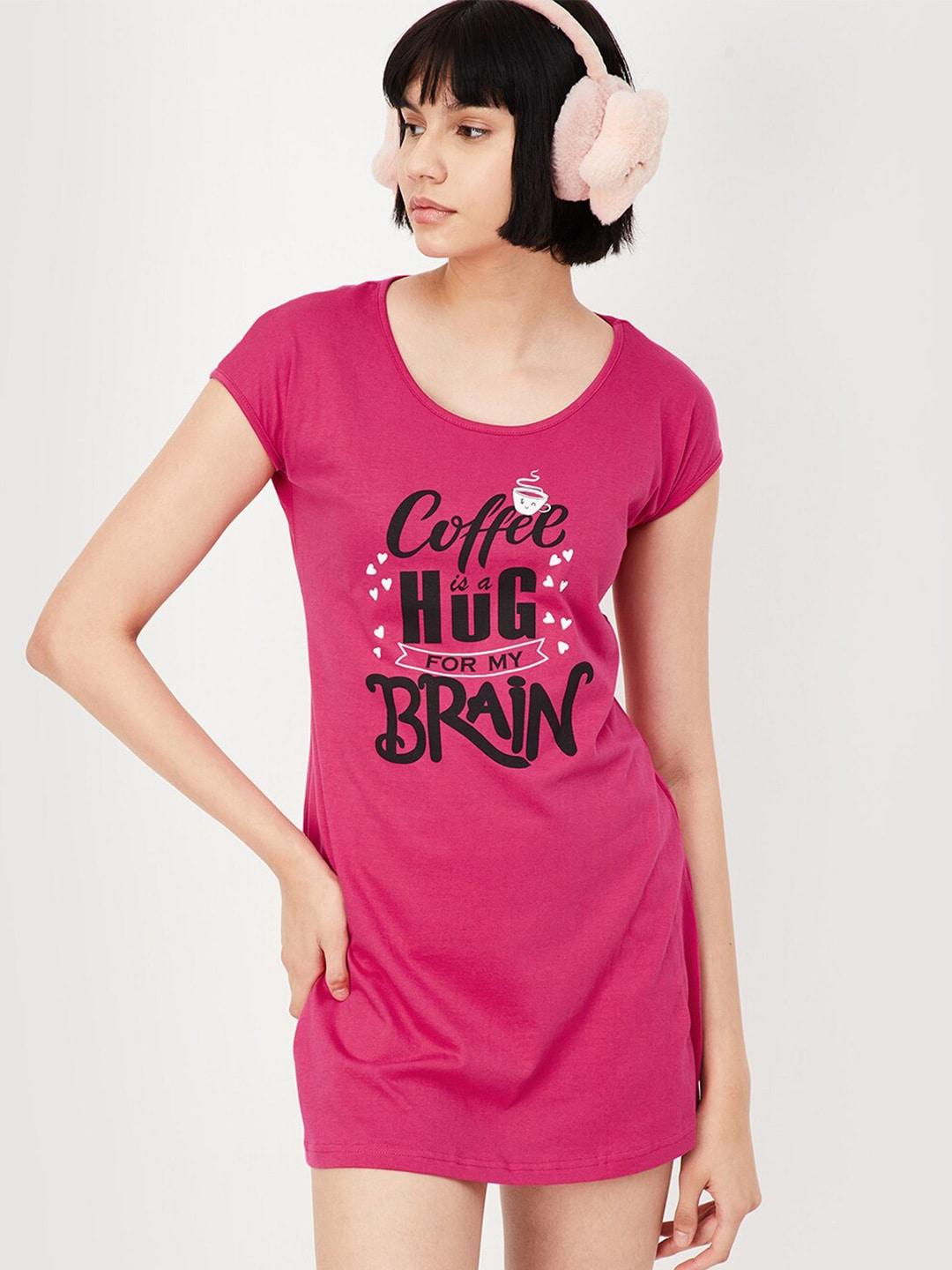 max typography printed pure cotton t-shirt nightdress