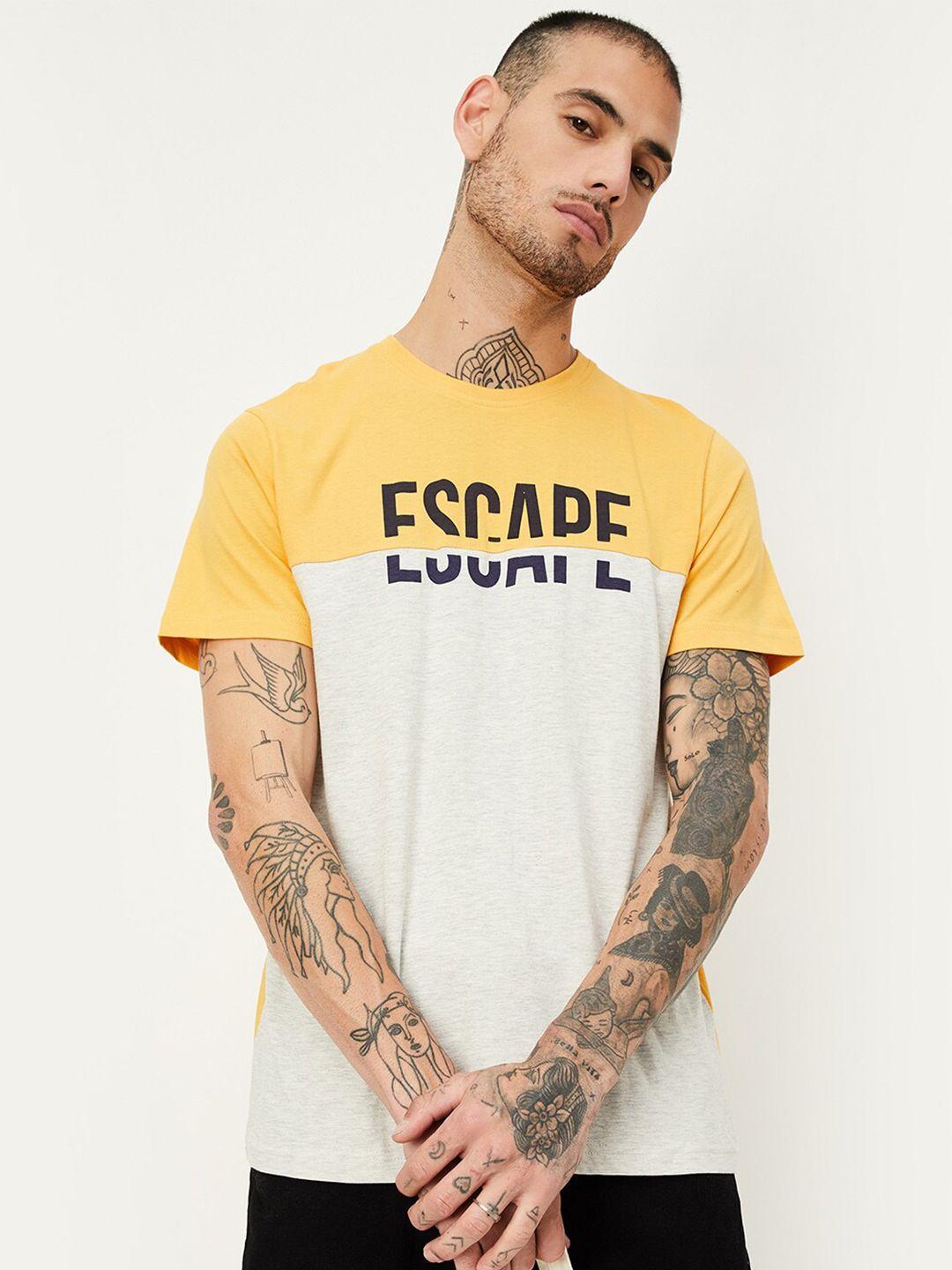 max typography printed round neck pure cotton t-shirt