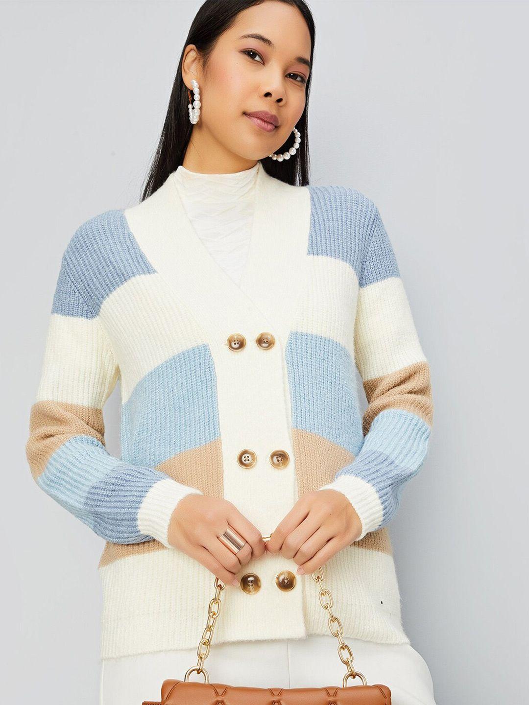 max v neck colourblocked cardigan sweater