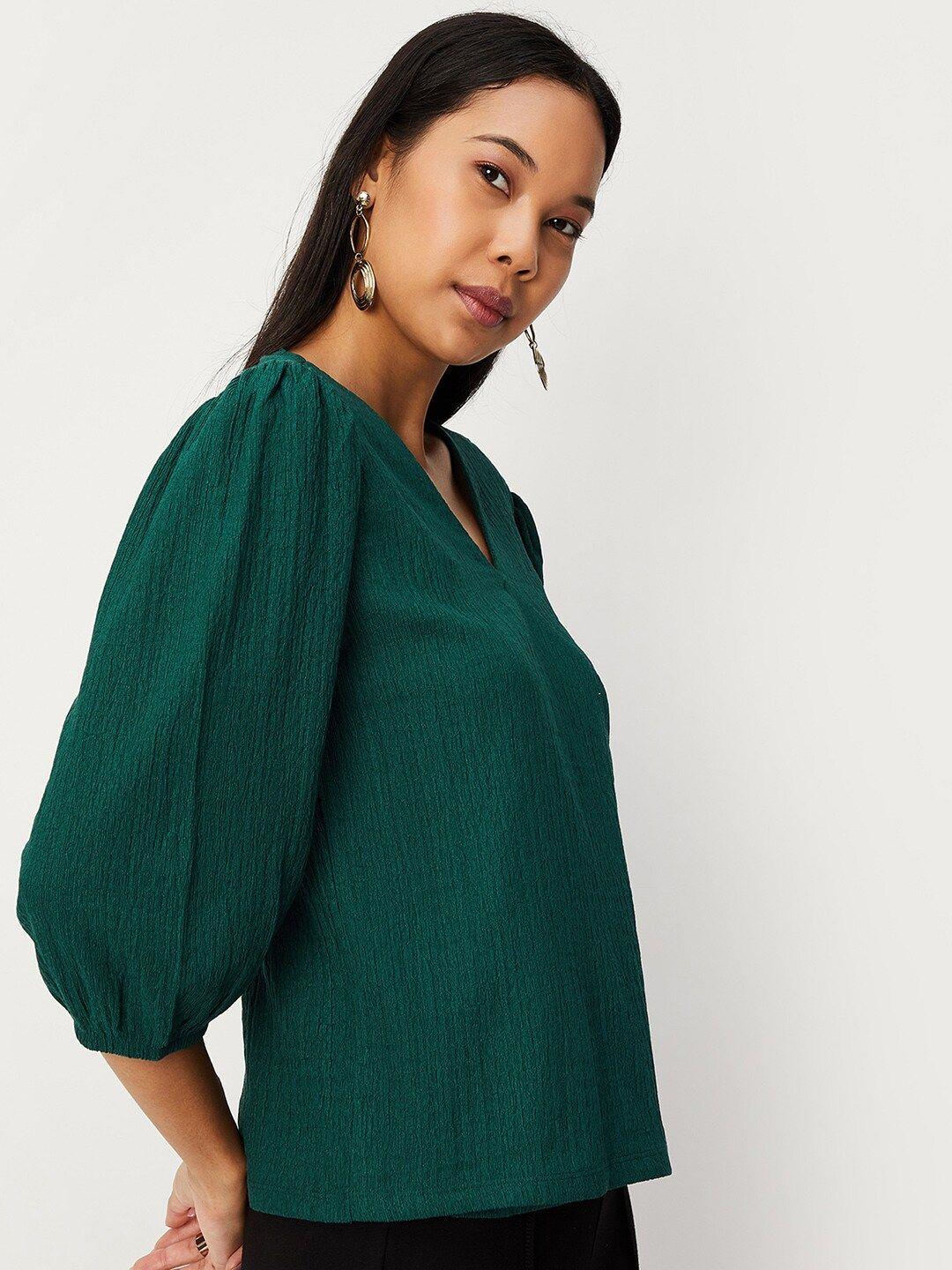 max v-neck puffed sleeves top