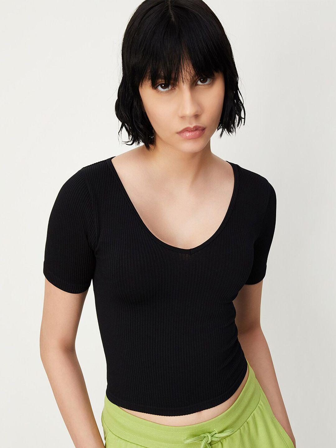 max v-neck ribbed fitted crop top