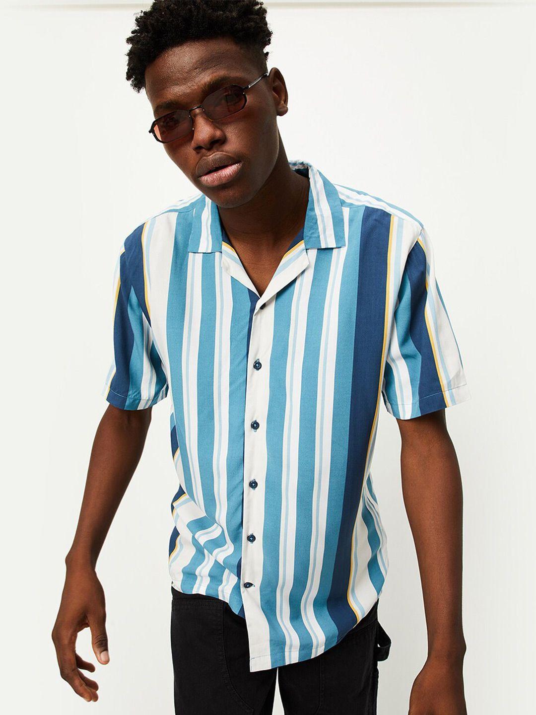 max vertical striped spread collar casual shirt