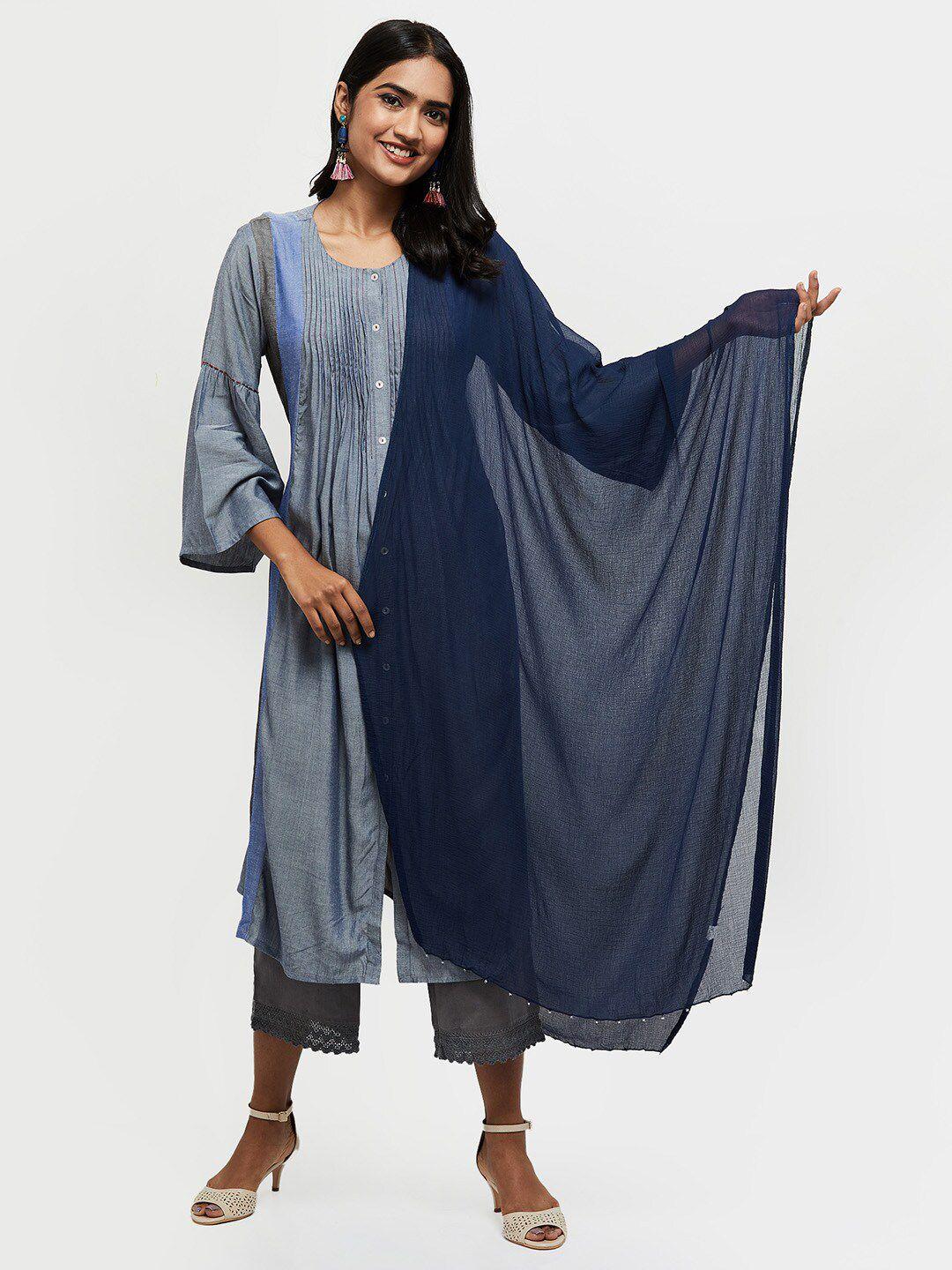 max woman navy blue viscose rayon dupatta