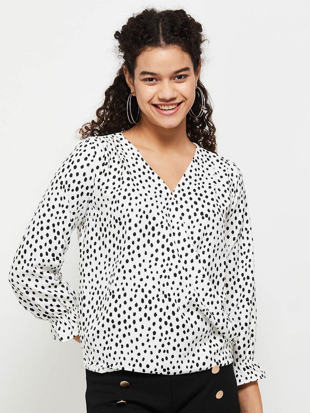 max women black & white print top