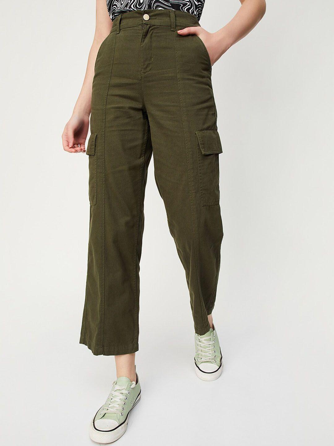 max women cotton cropped plain cargos