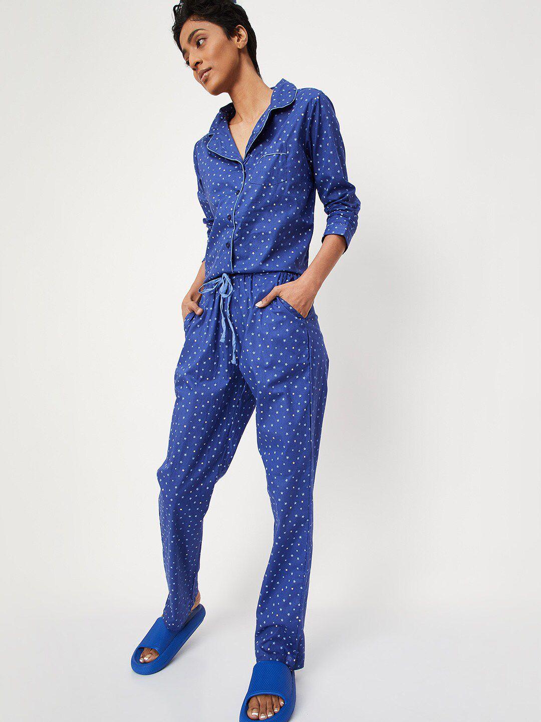 max women cotton printed night suit