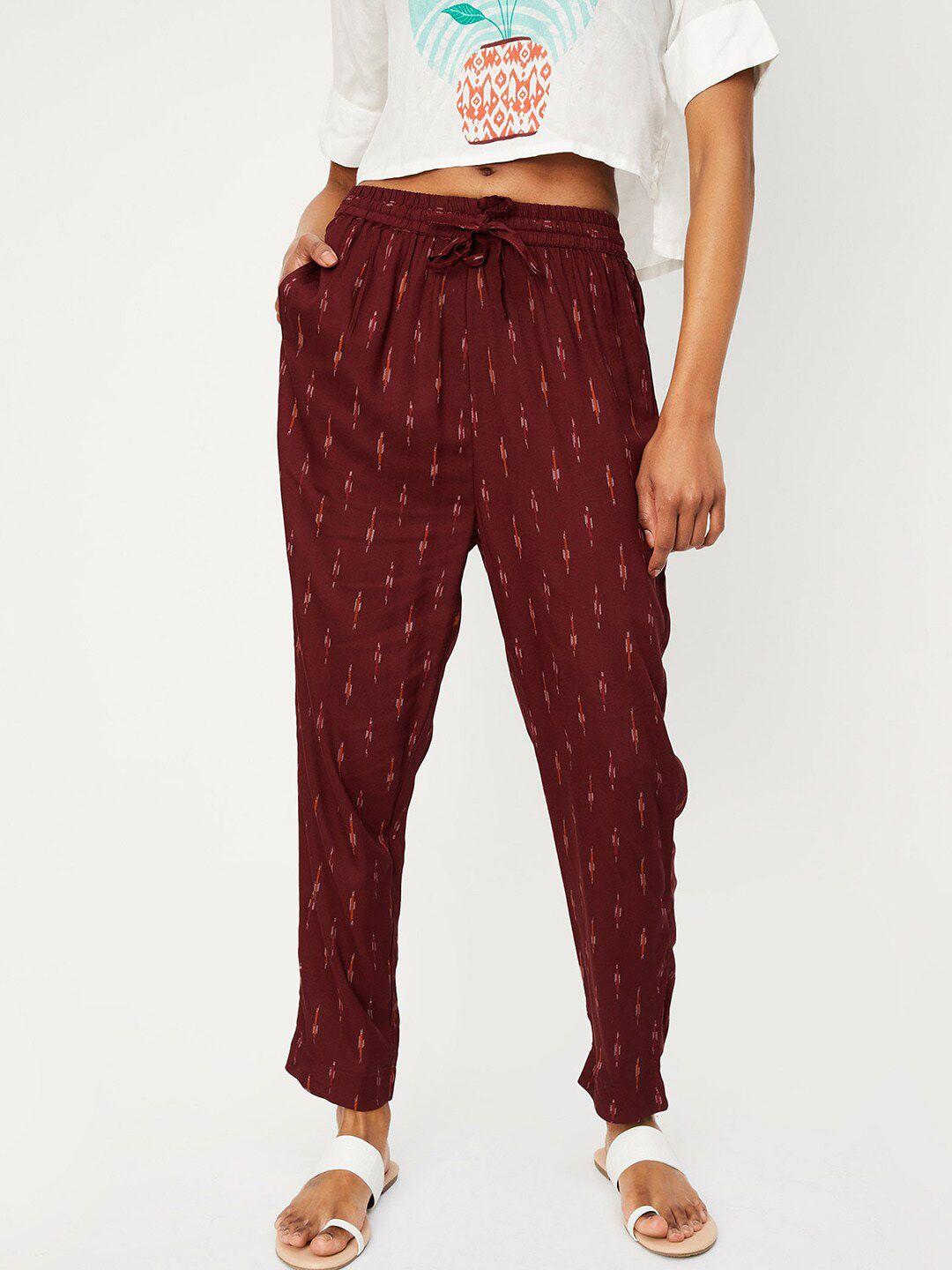 max women ethnic motifs printed peg trousers