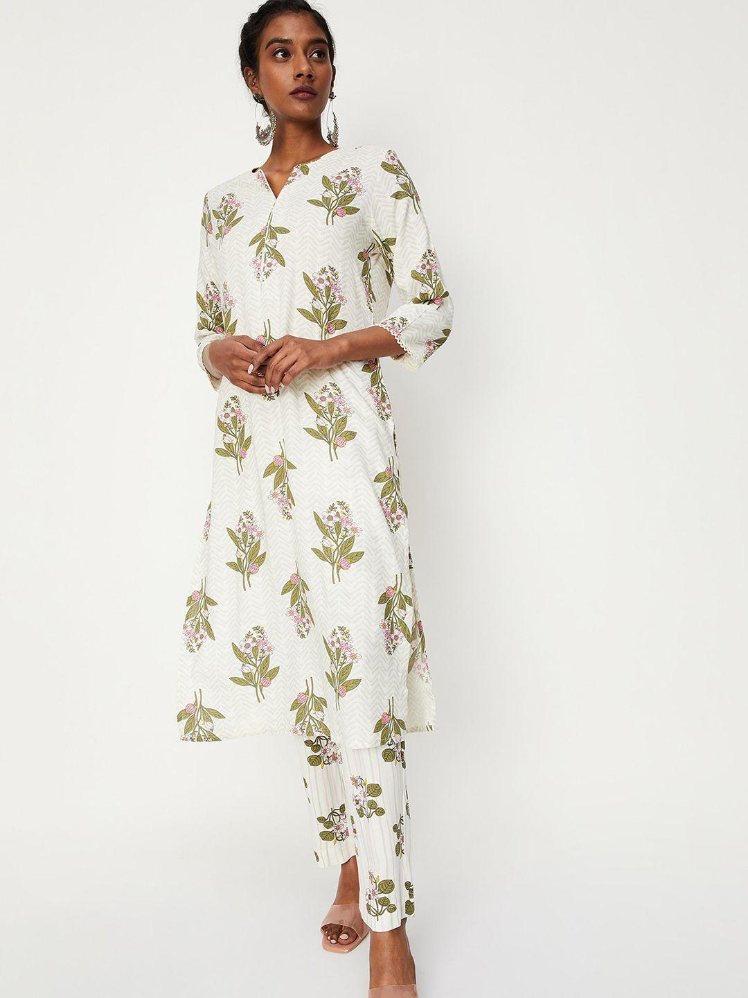 max women floral printed kurta with trousers