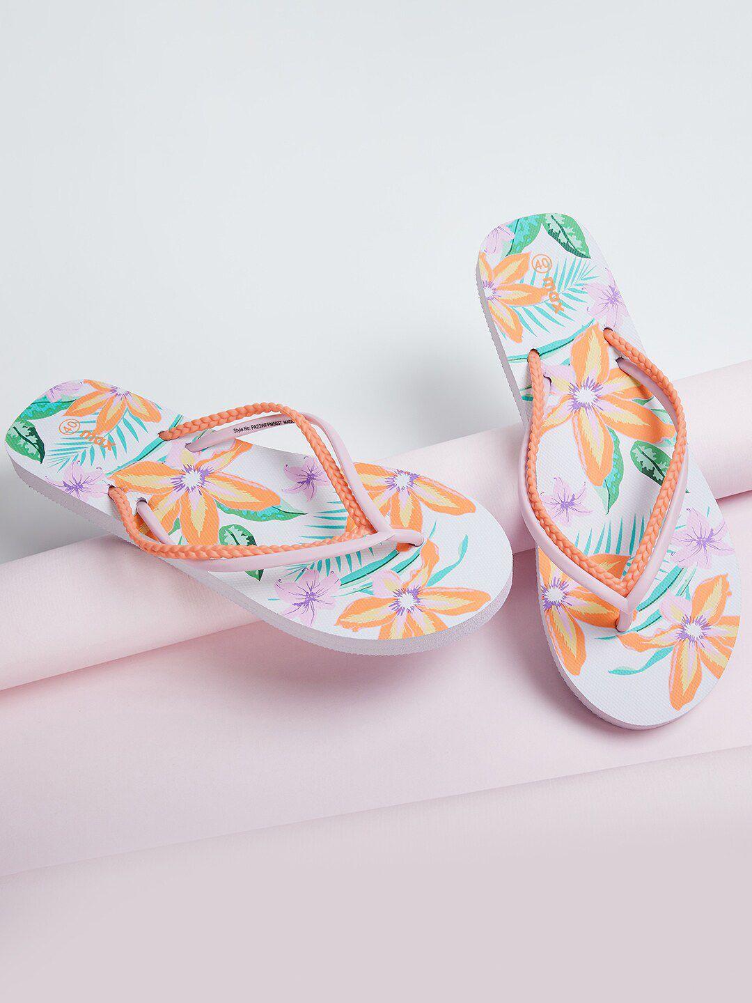 max women floral printed thong flip-flops