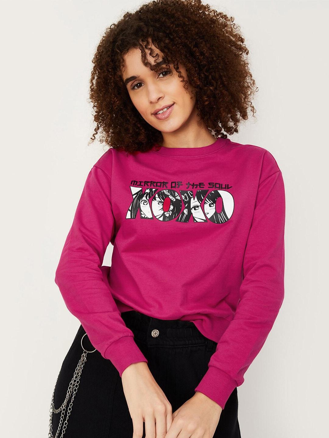 max women fuchsia printed sweatshirt