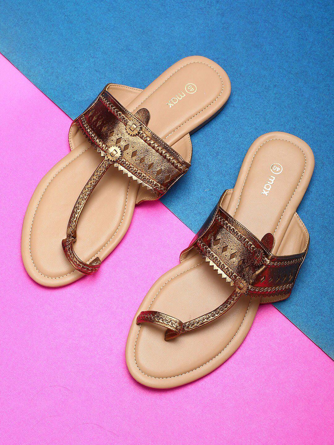 max women gold-toned ethnic pu comfort sandals
