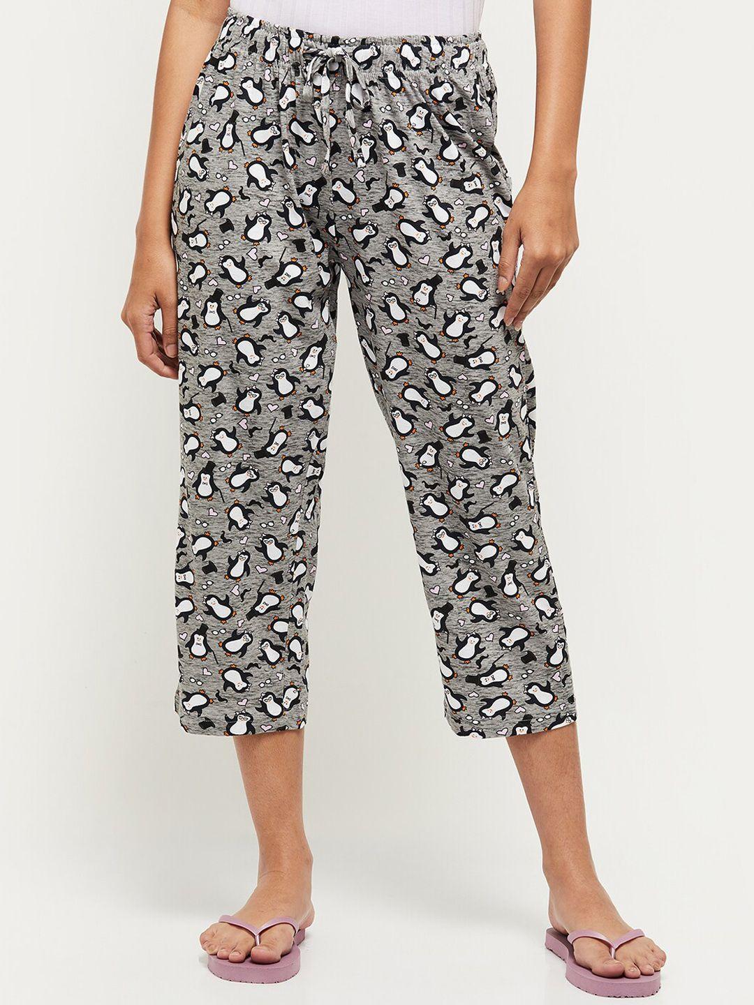 max women grey printed lounge capris