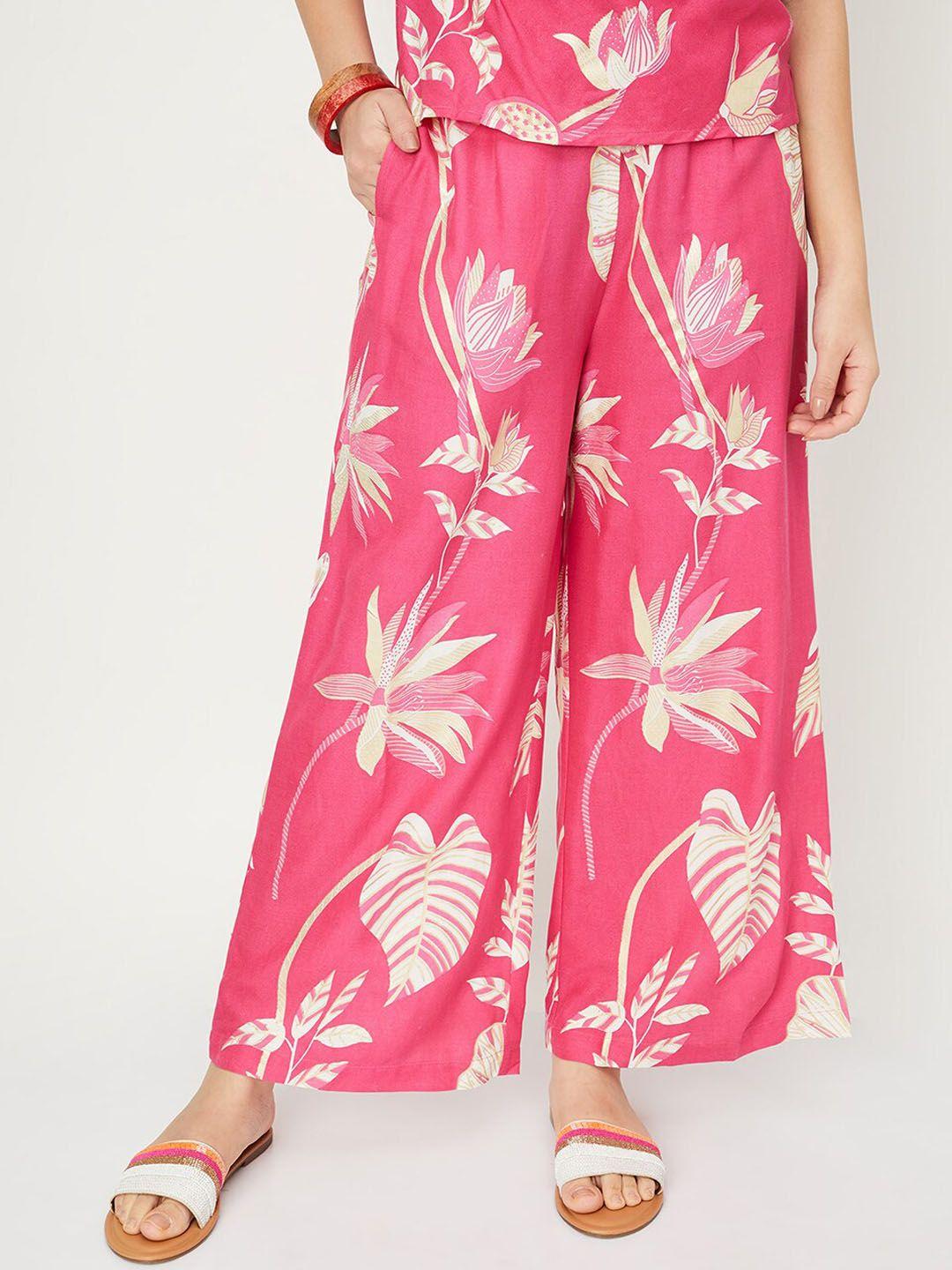 max women mid-rise floral printed culottes trousers