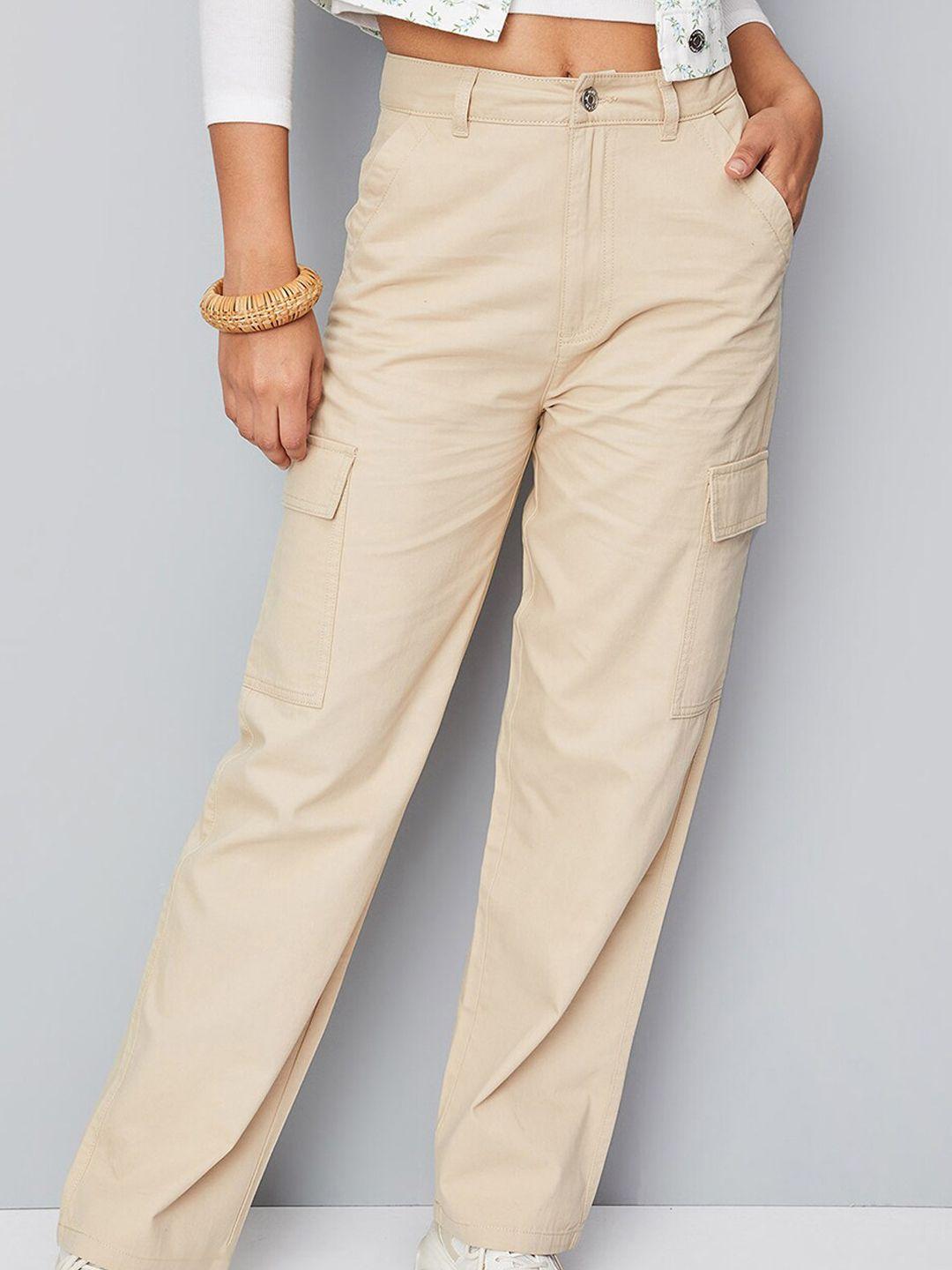 max women mid-rise pure cotton cargos