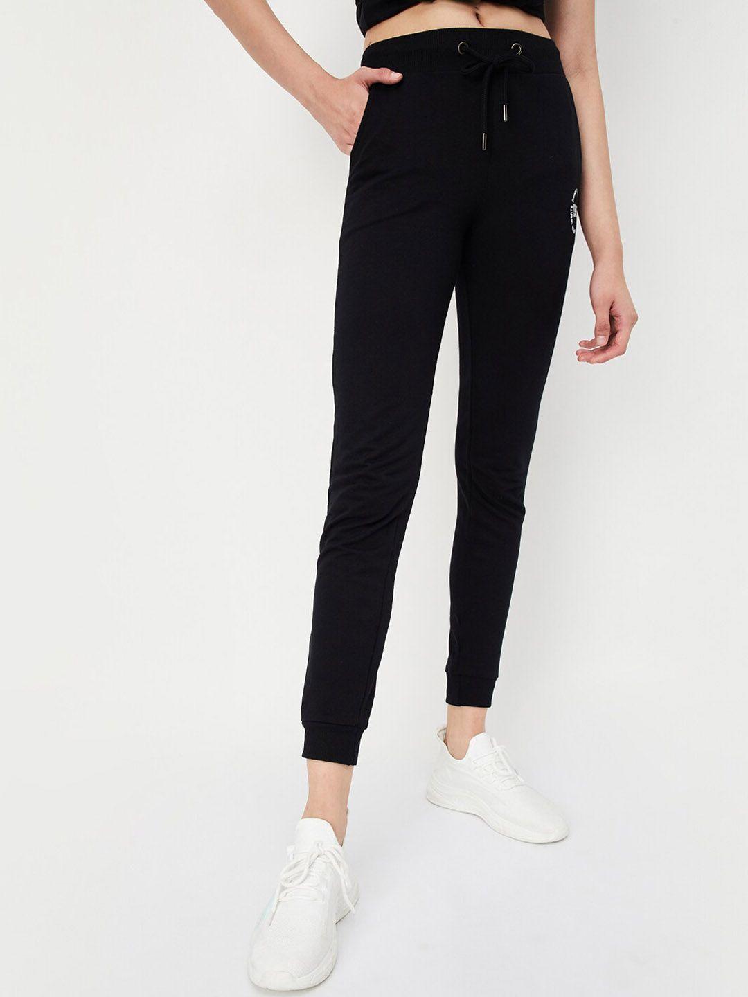 max women mid-rise pure cotton sports joggers