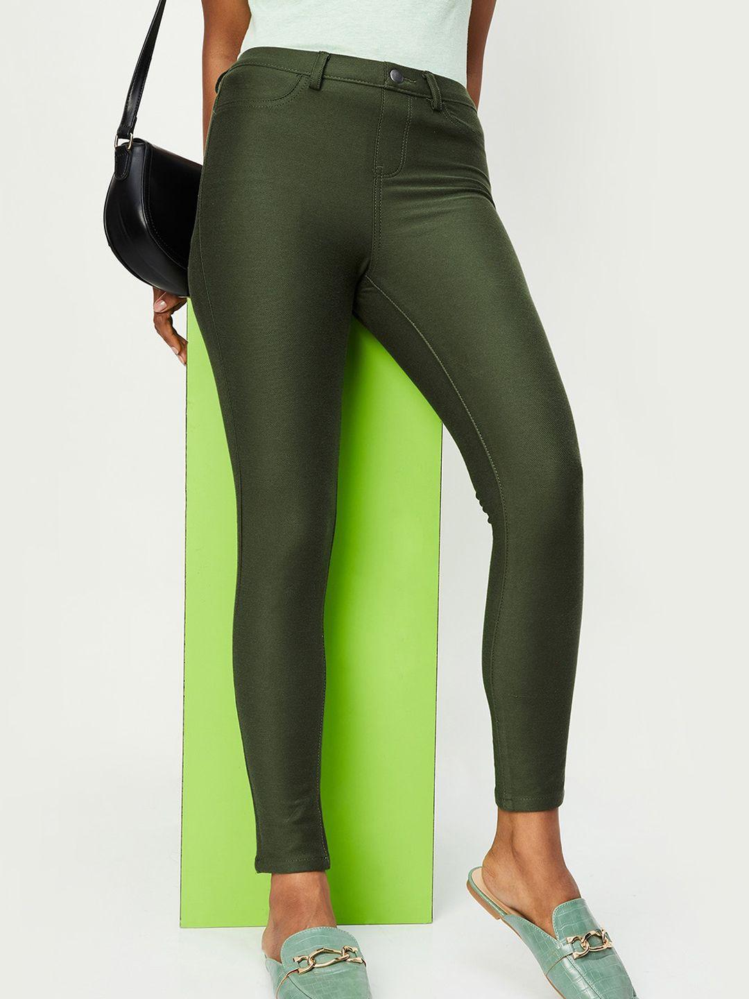 max women mid rise skinny fit cotton trousers
