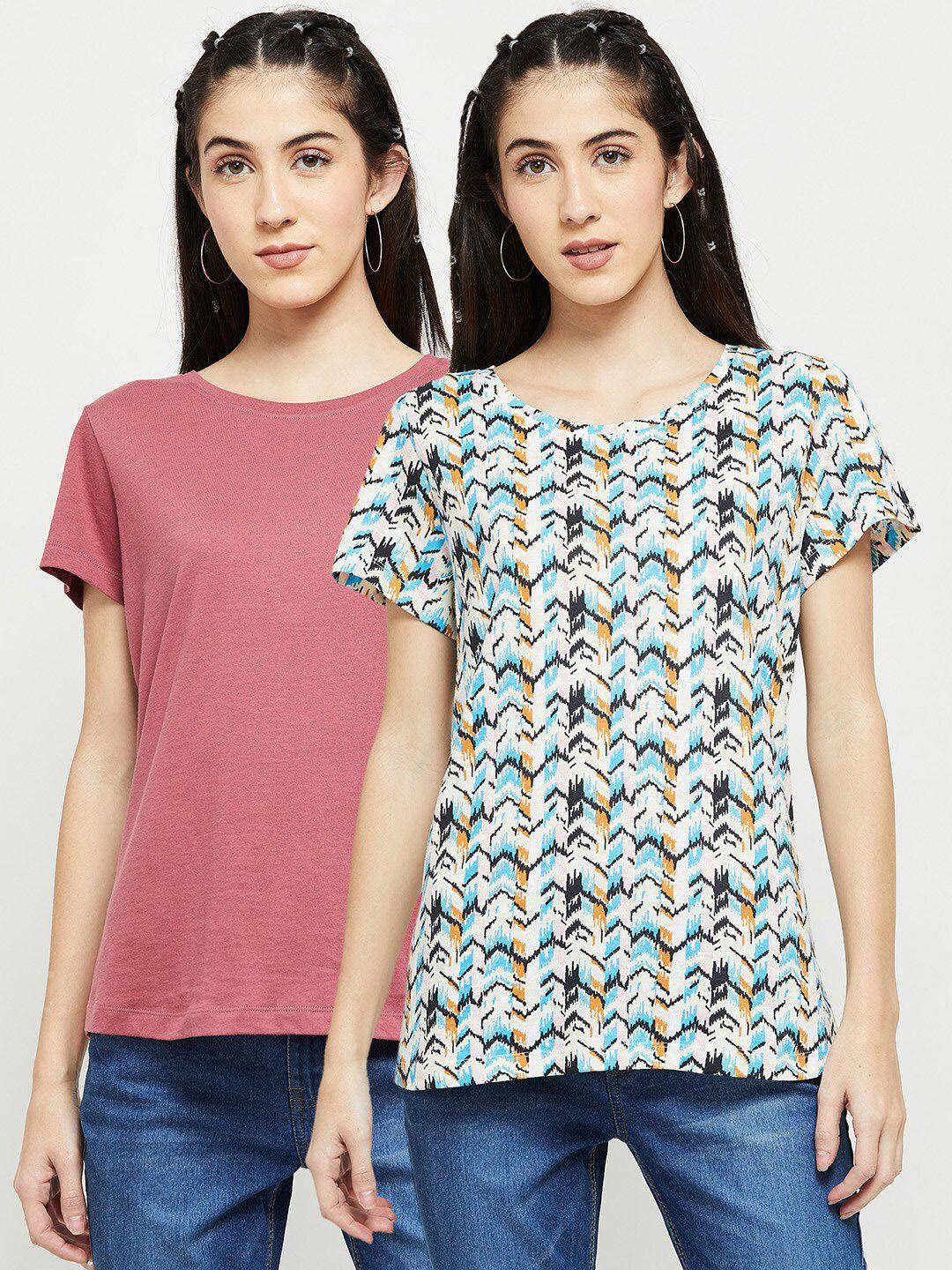 max women multicoloured 2 printed t-shirt