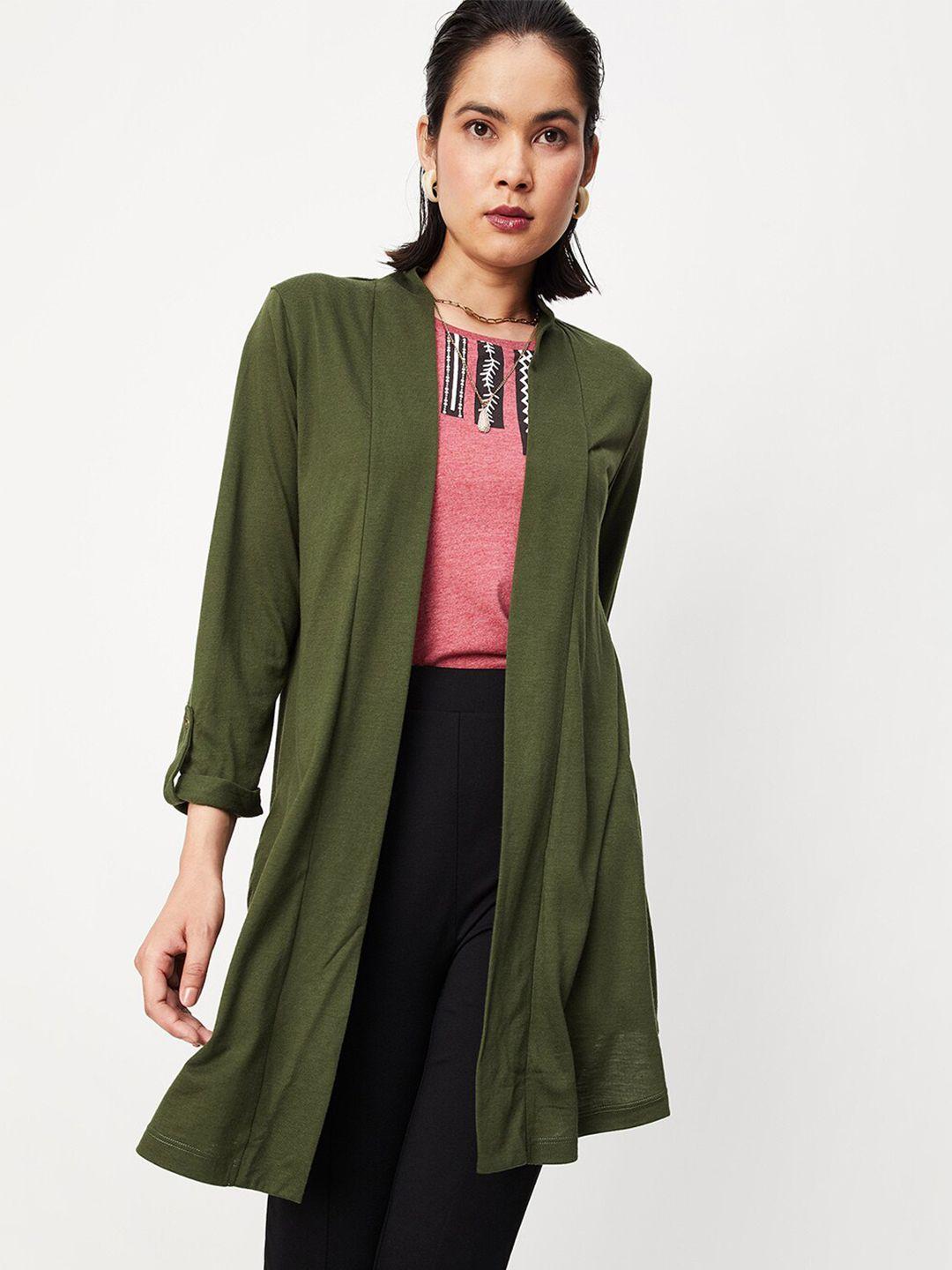 max women open front longline shrug