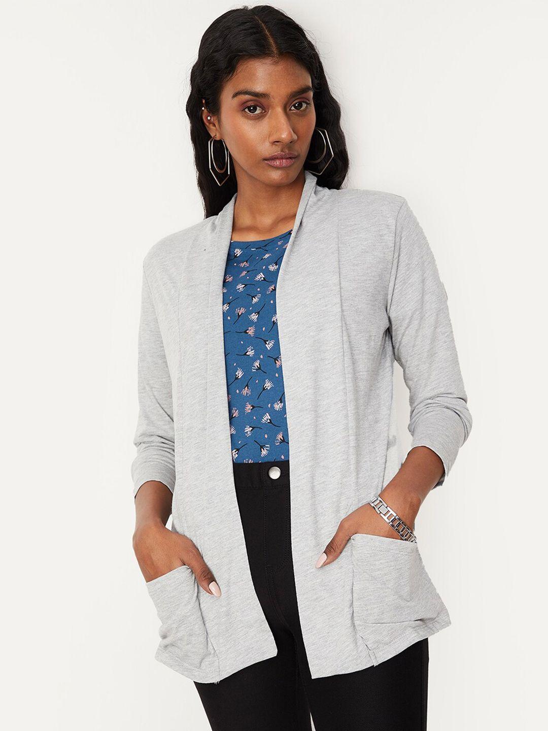 max women open front longline shrug