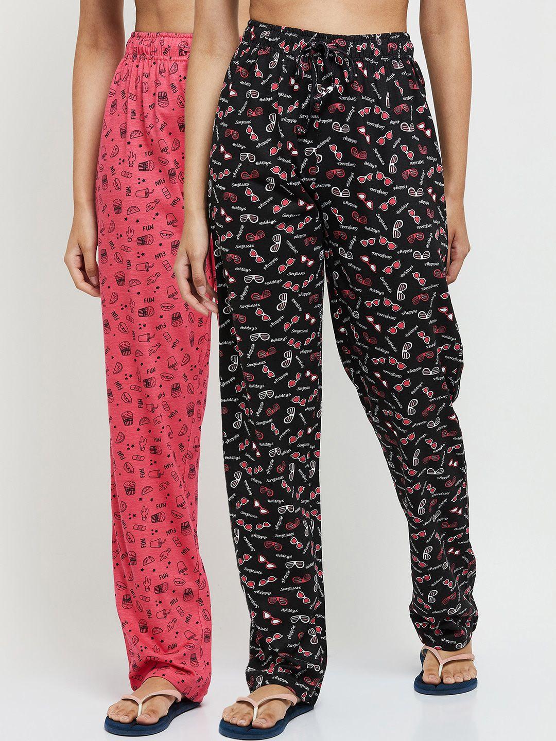 max women pack of 2 printed pure cotton lounge pants