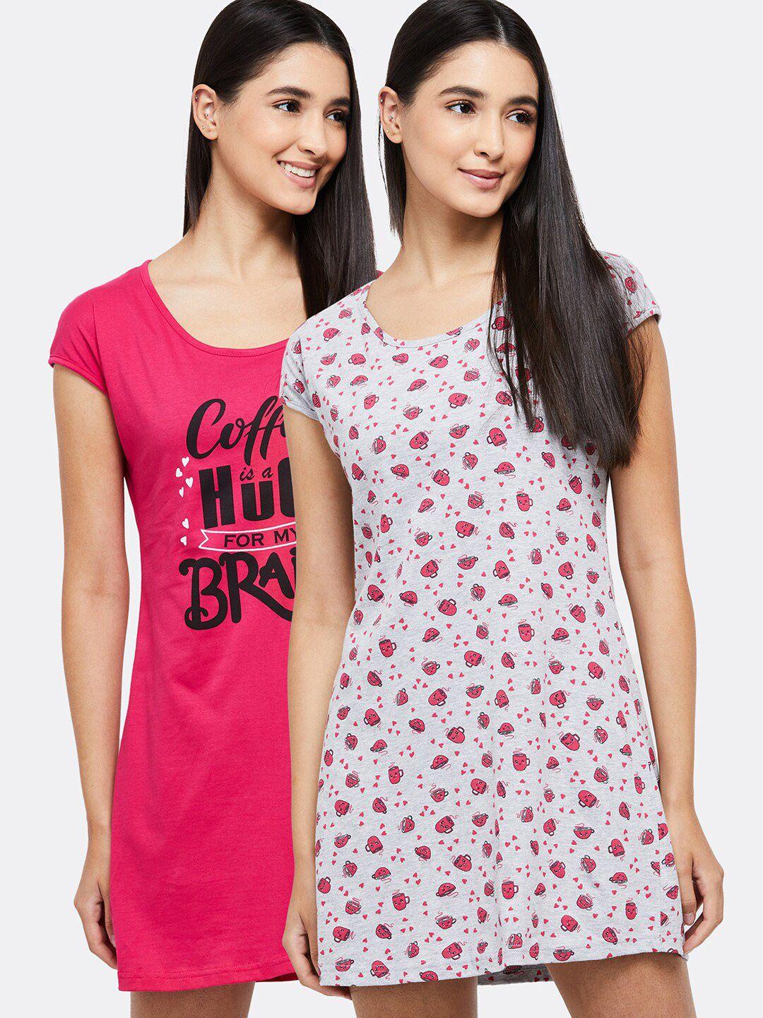 max women pink printed cotton t-shirt nightdress