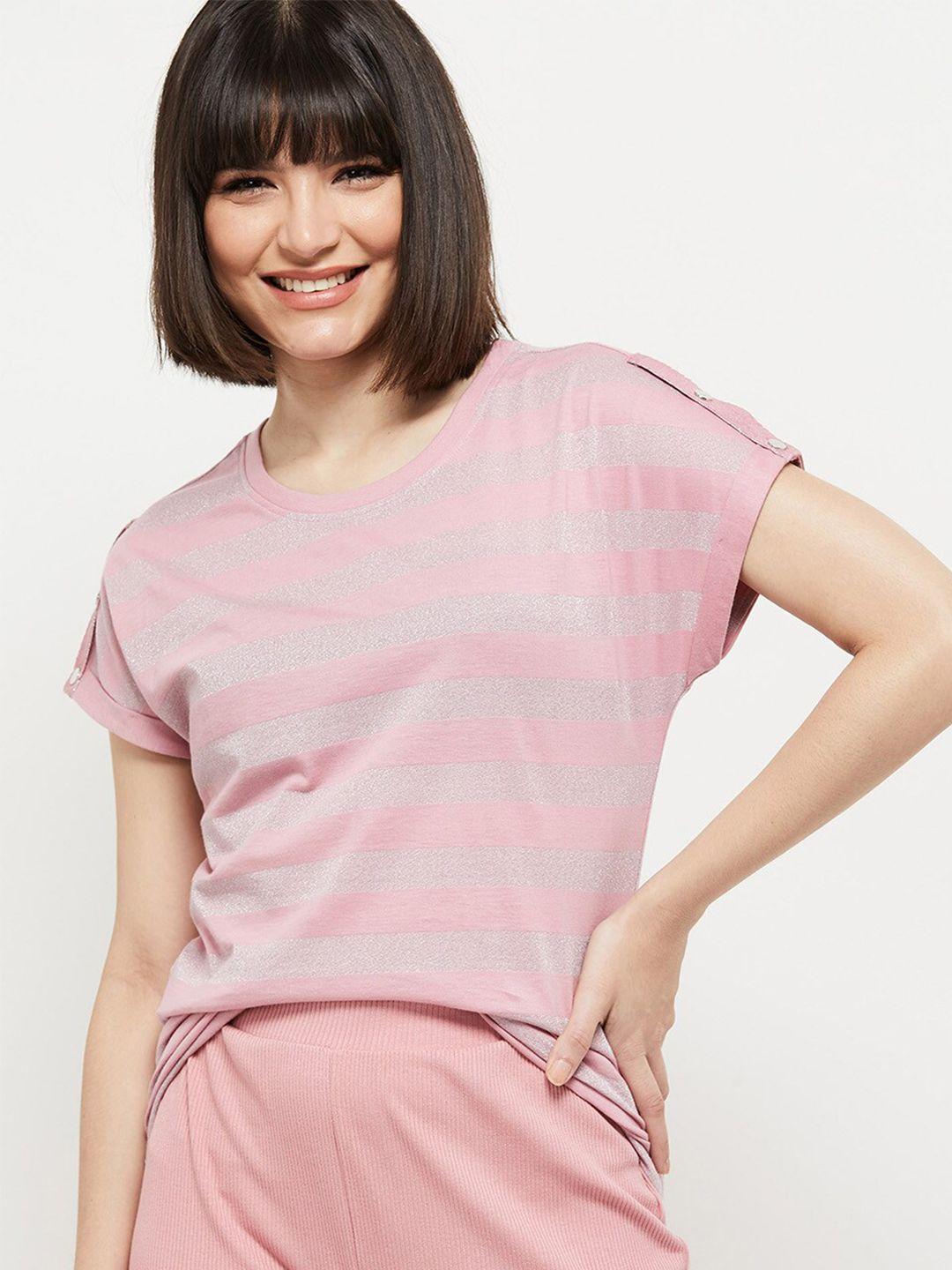 max women pink striped t-shirt