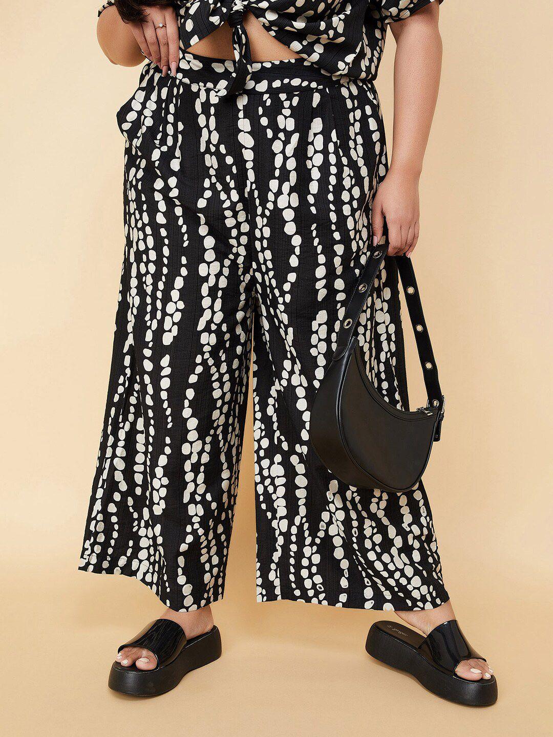max women plus size  abstract printed mid-rise trousers