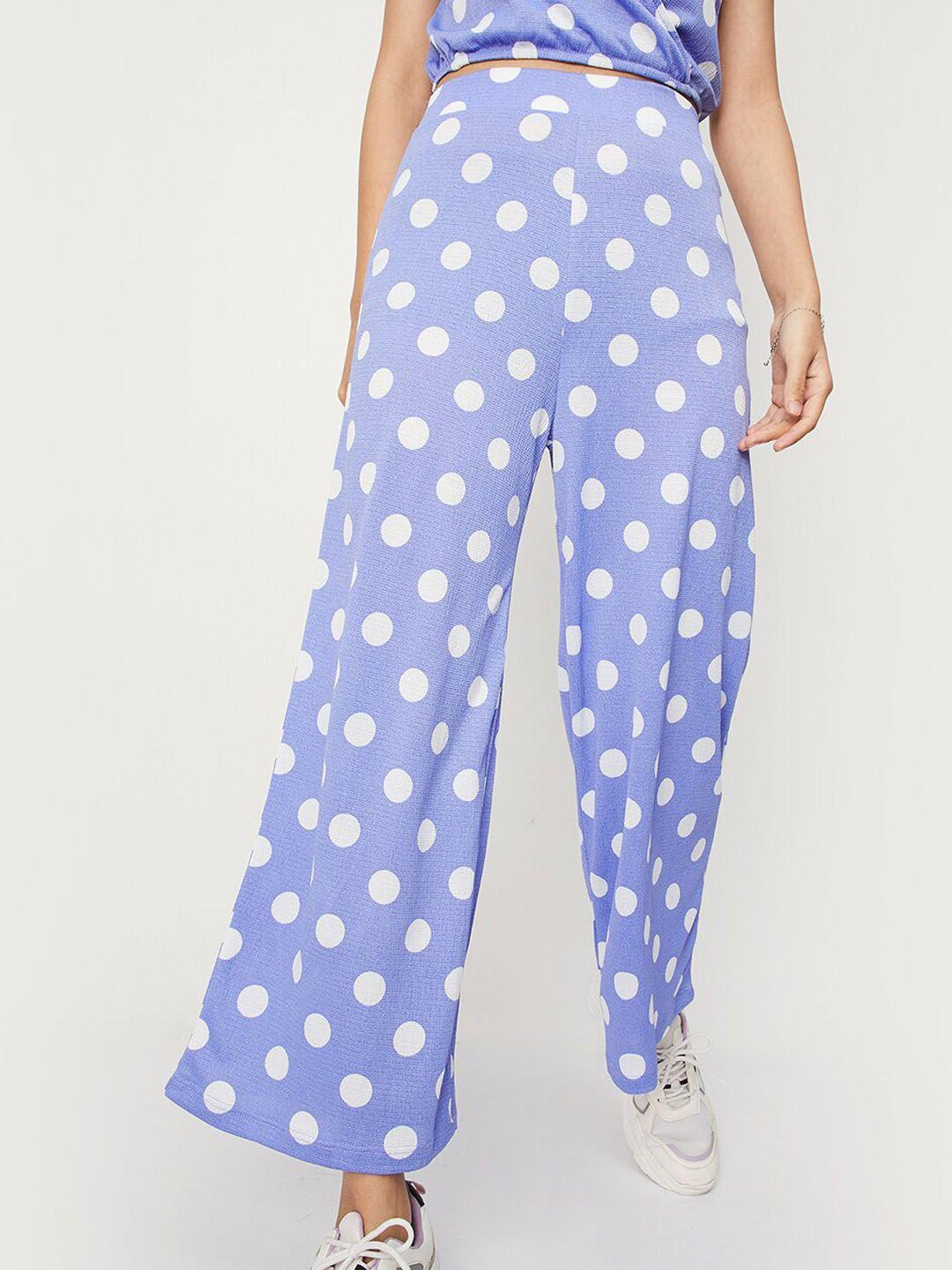 max women polka dots printed high-rise parallel trousers