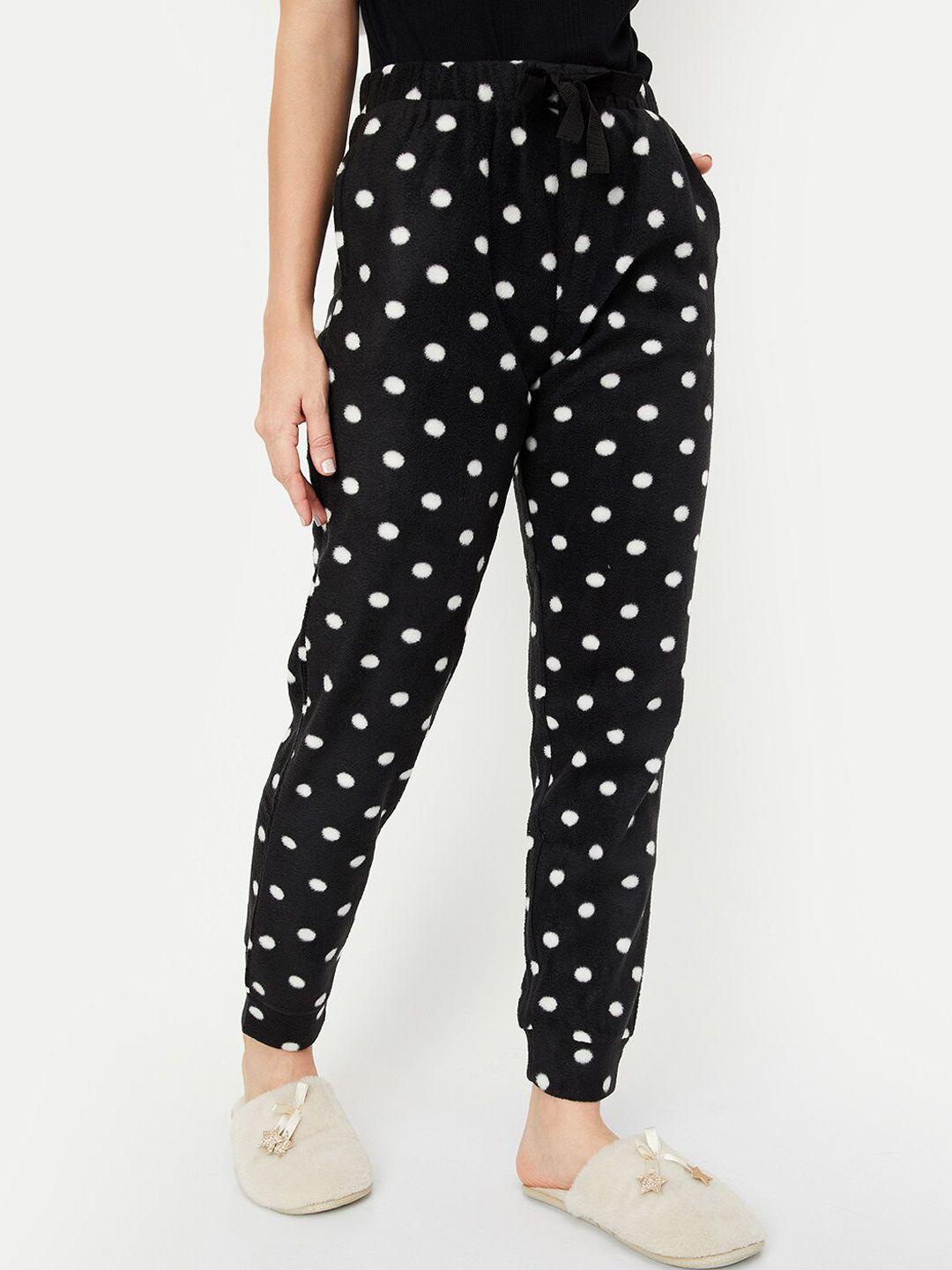 max women polka dots printed mid rise lounge pant