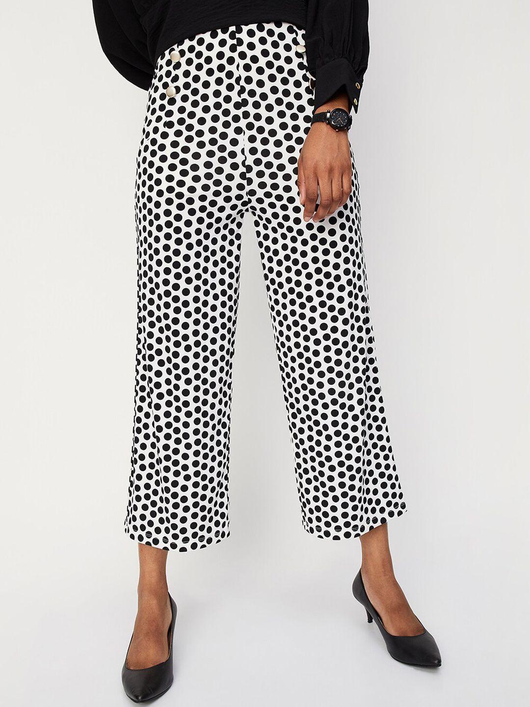 max women polka dots printed parallel trousers