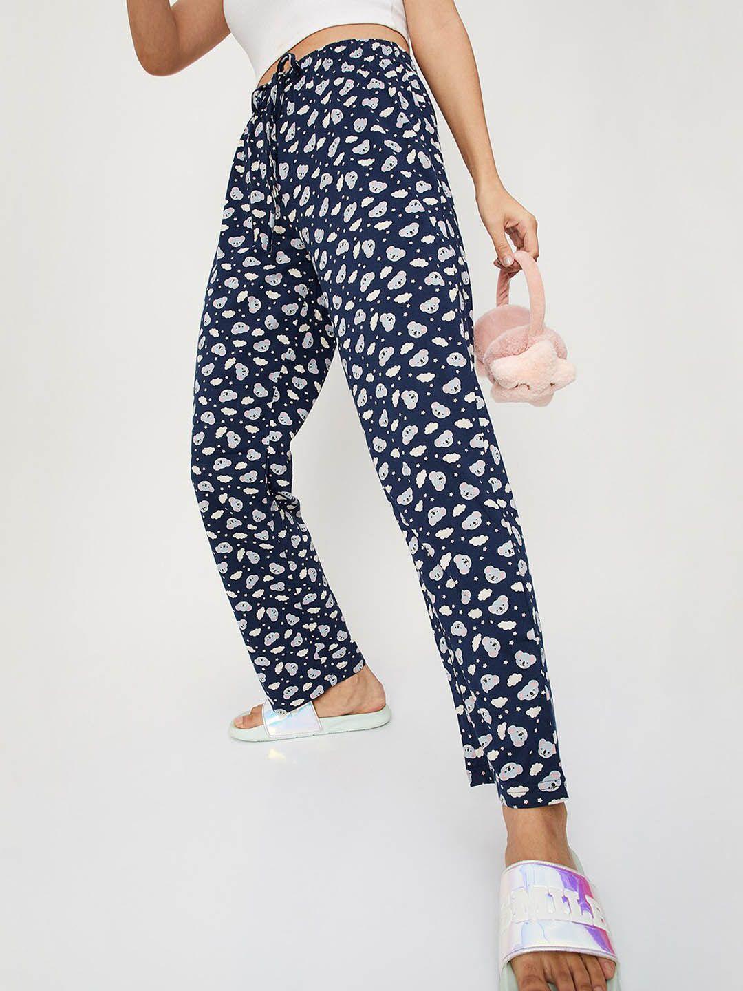 max women printed cotton lounge pants