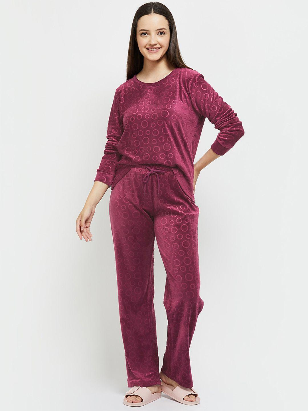 max women purple printed night suit