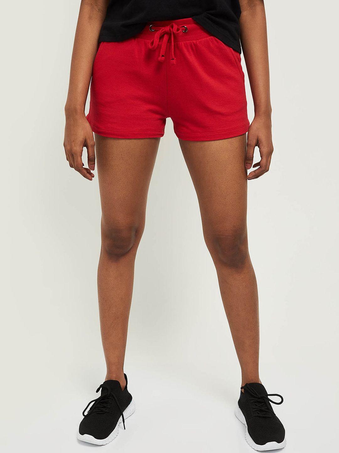 max women red regular shorts