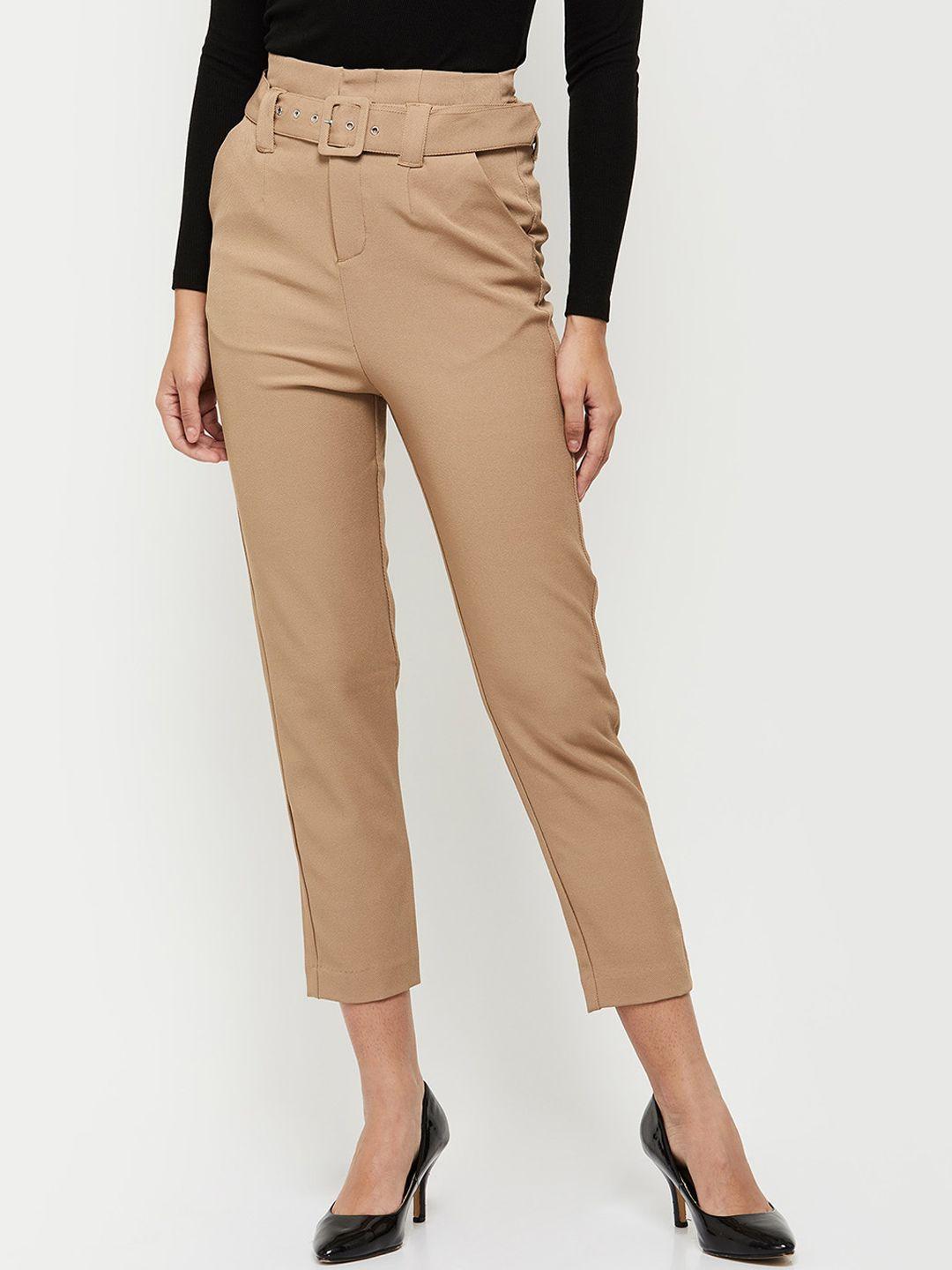 max women solid cropped trousers