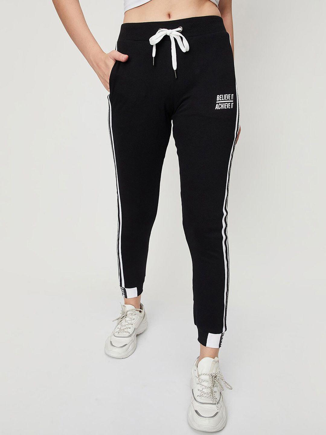 max women striped side panel mid-rise sports joggers