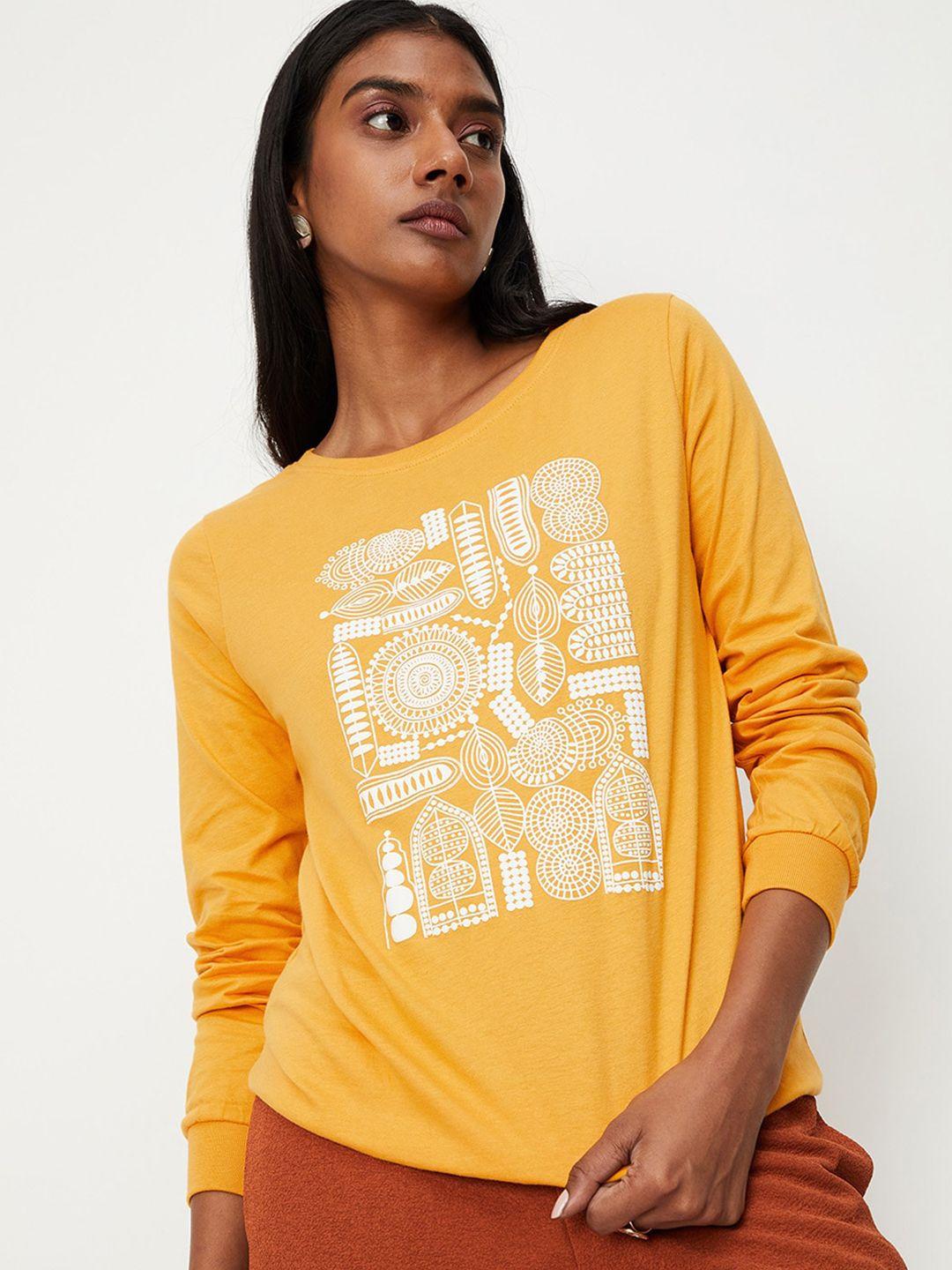 max women yellow floral printed t-shirt