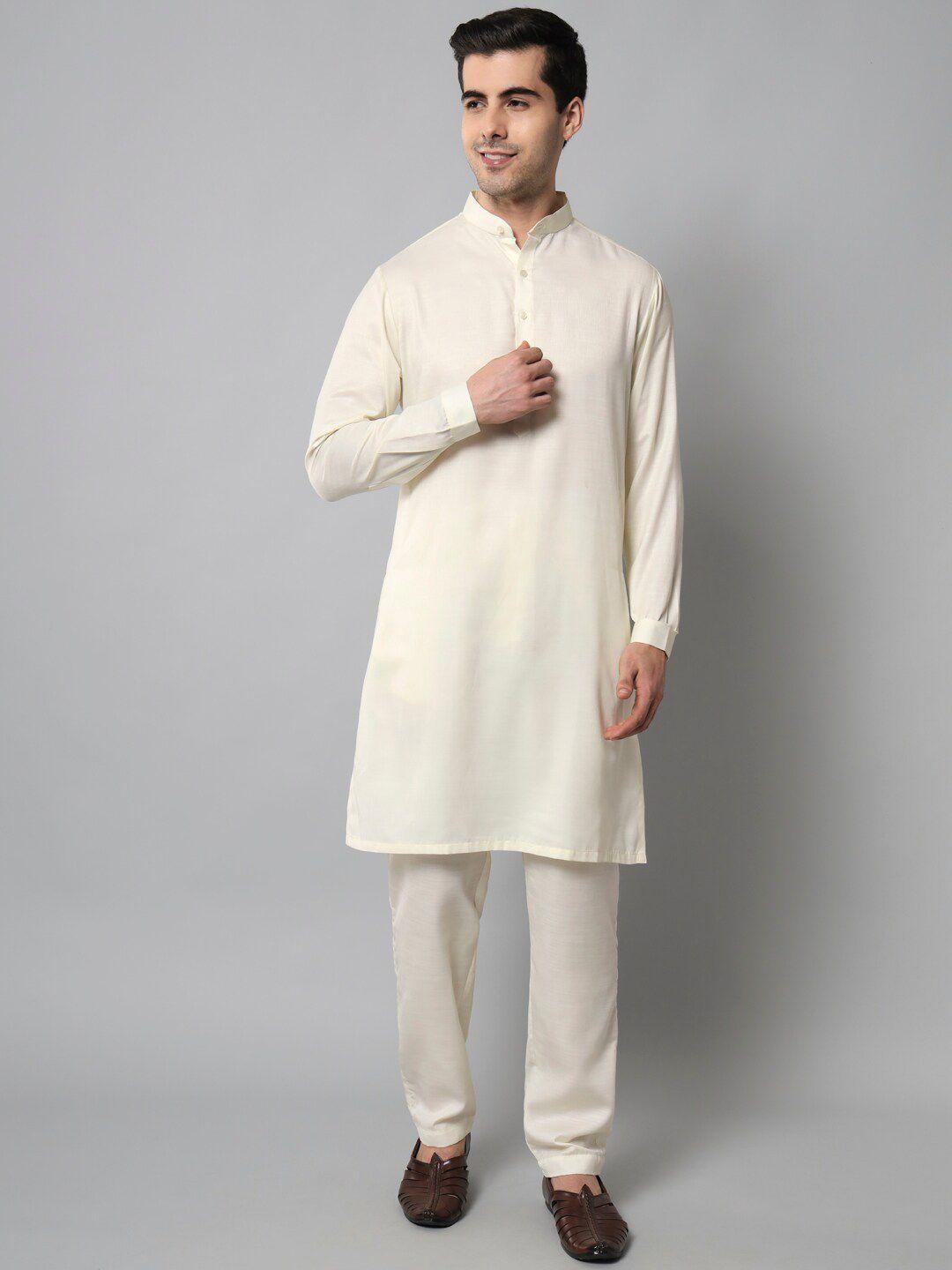 maxence men  pure cotton mandarin collar kurta with trousers